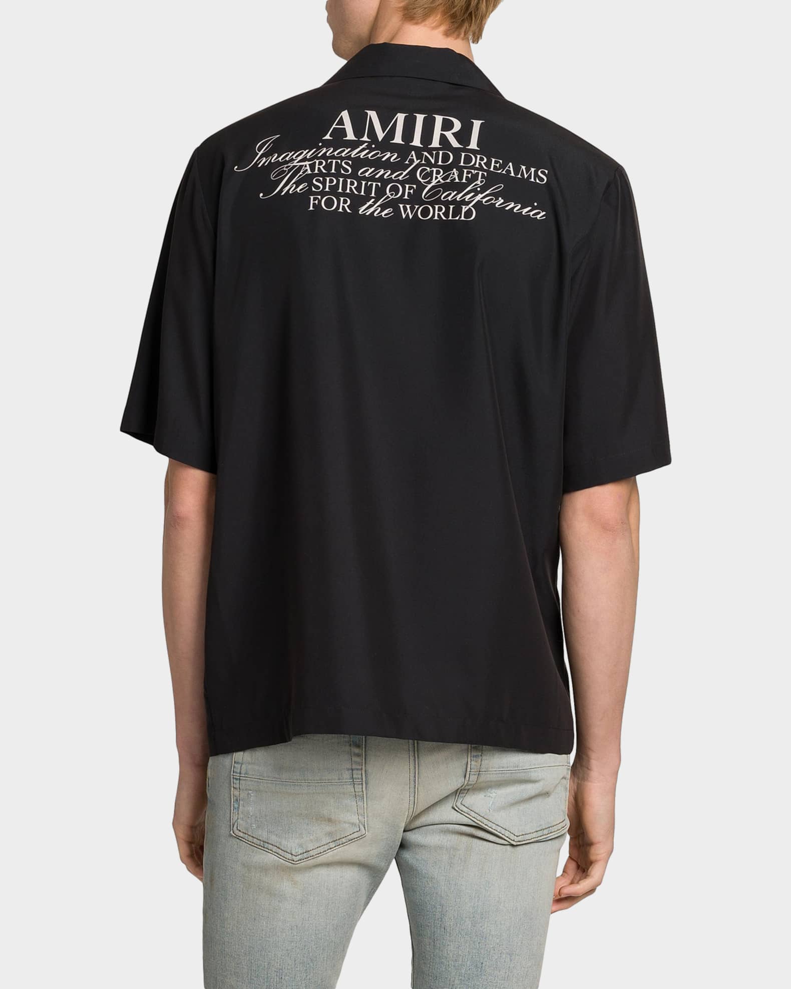Amiri Spirit Logo Patch Bowling Shirt | Neiman Marcus
