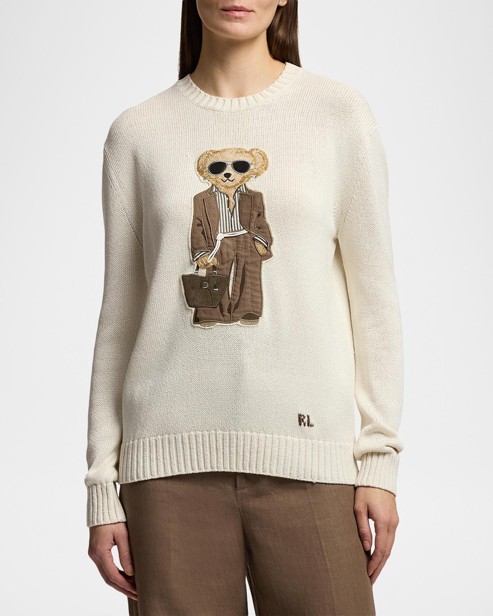 Ralph Lauren Collection Polo Bear Silk Crewneck Sweater | Neiman