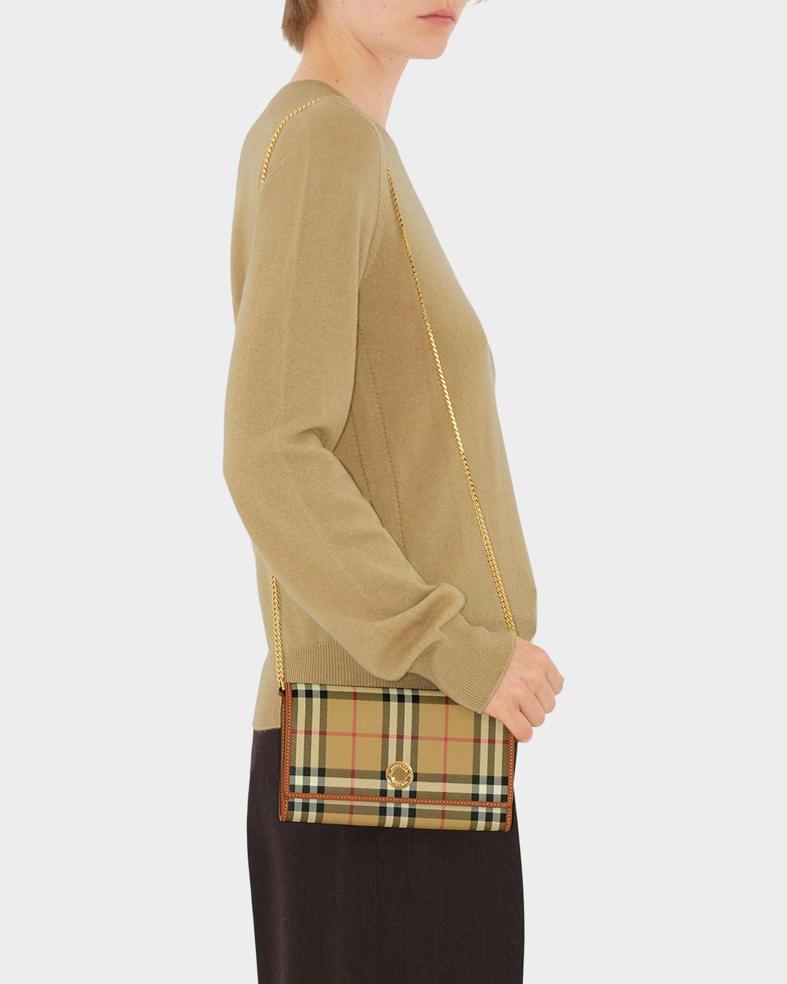 Burberry Hannah Coated Check Wallet on Chain | Neiman Marcus