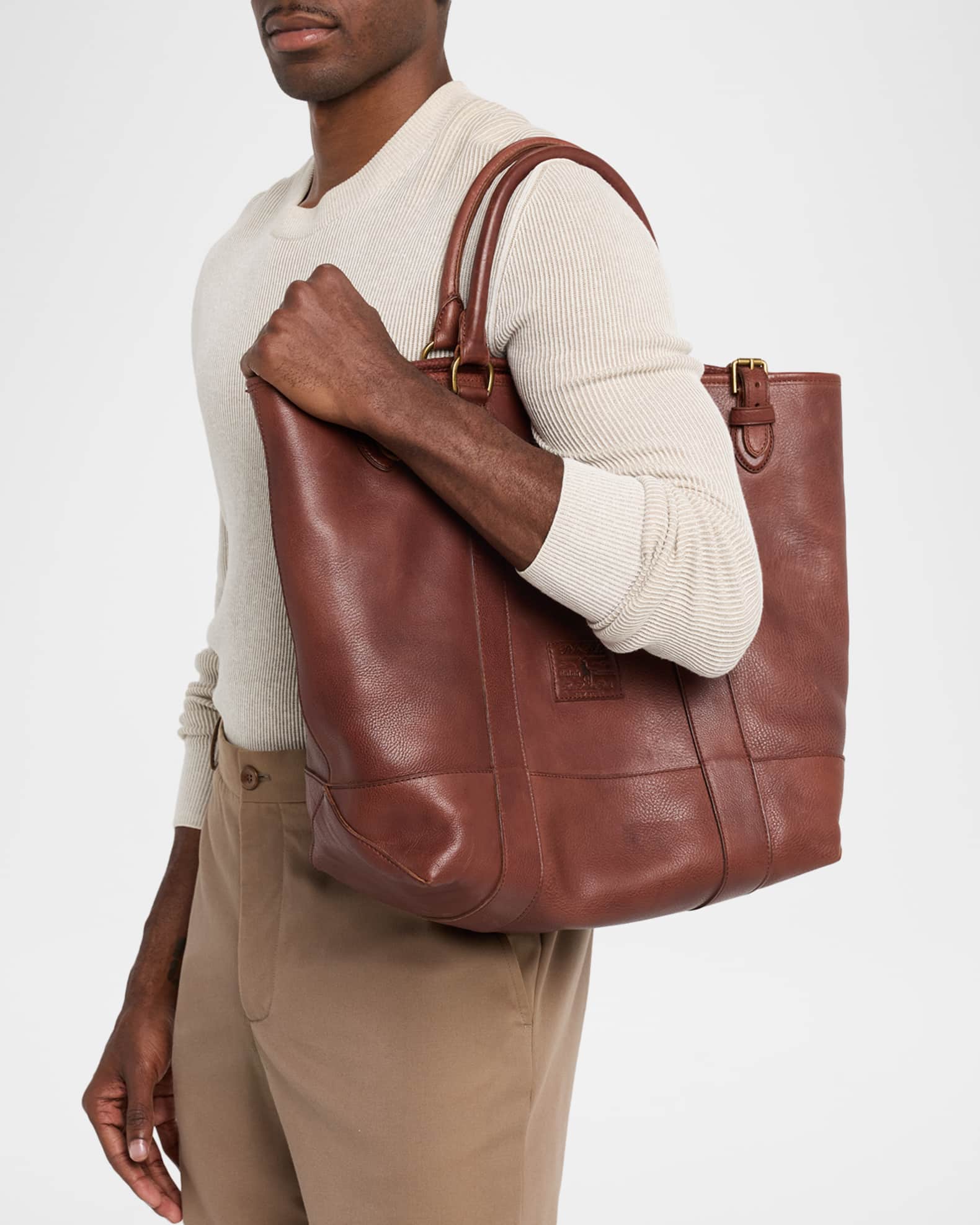 Polo Ralph Lauren Men's Heritage Leather Tote Bag | Neiman Marcus