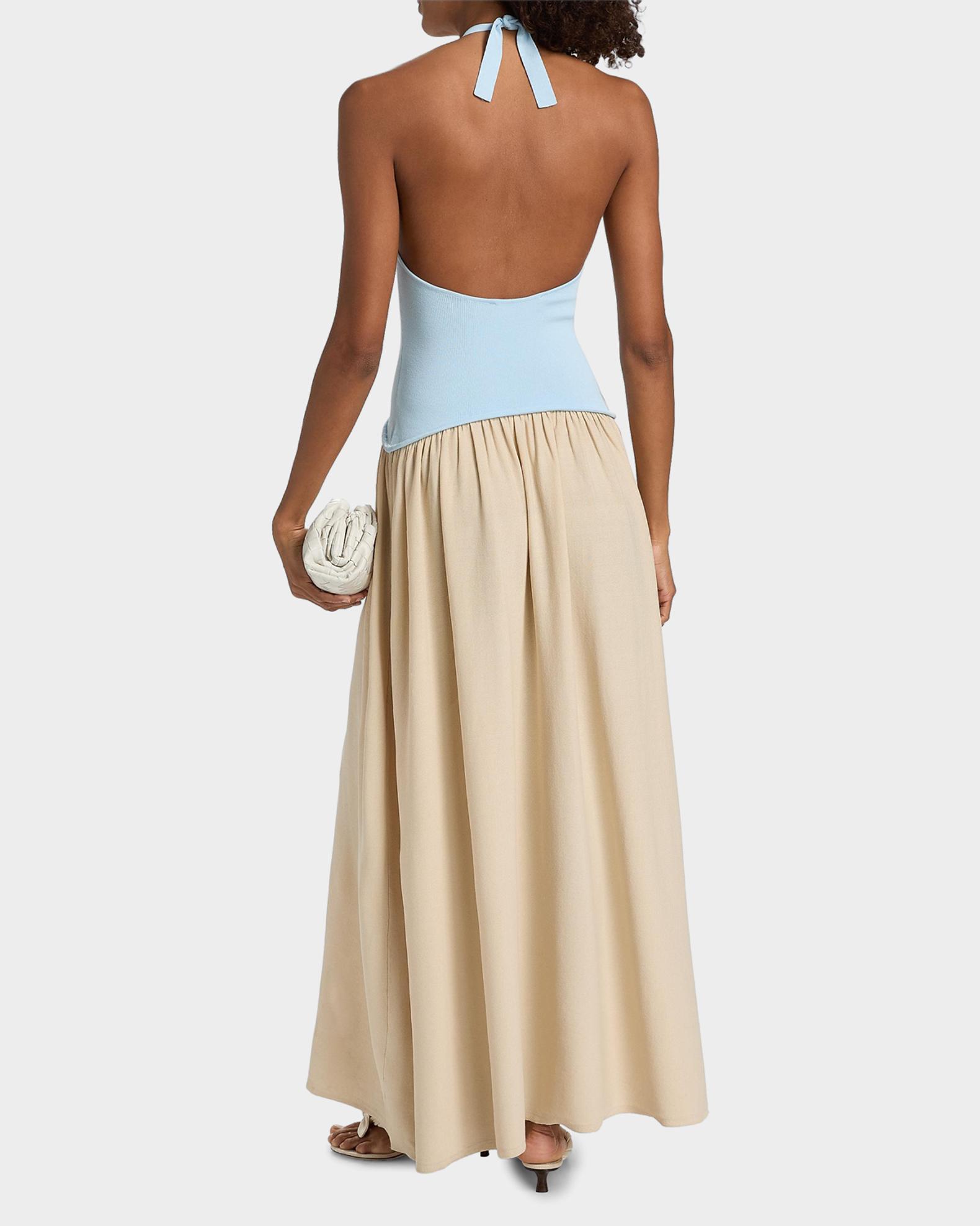 solid and striped halter dress The Jordan Colorblocked Maxi Patchington-15