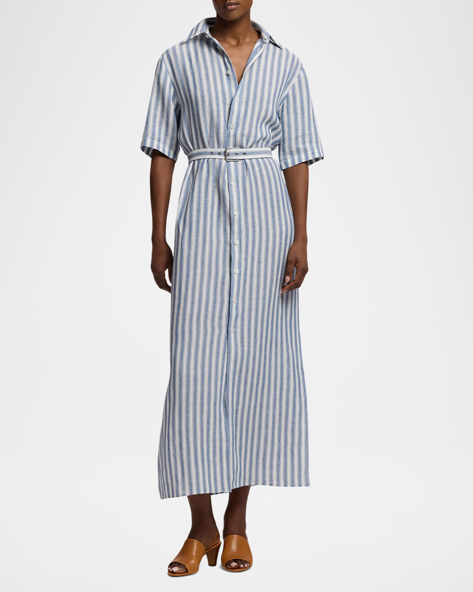 ralph lauren dress linen Ralph Lauren Women's Linen Shirtdress - Lauren Navy