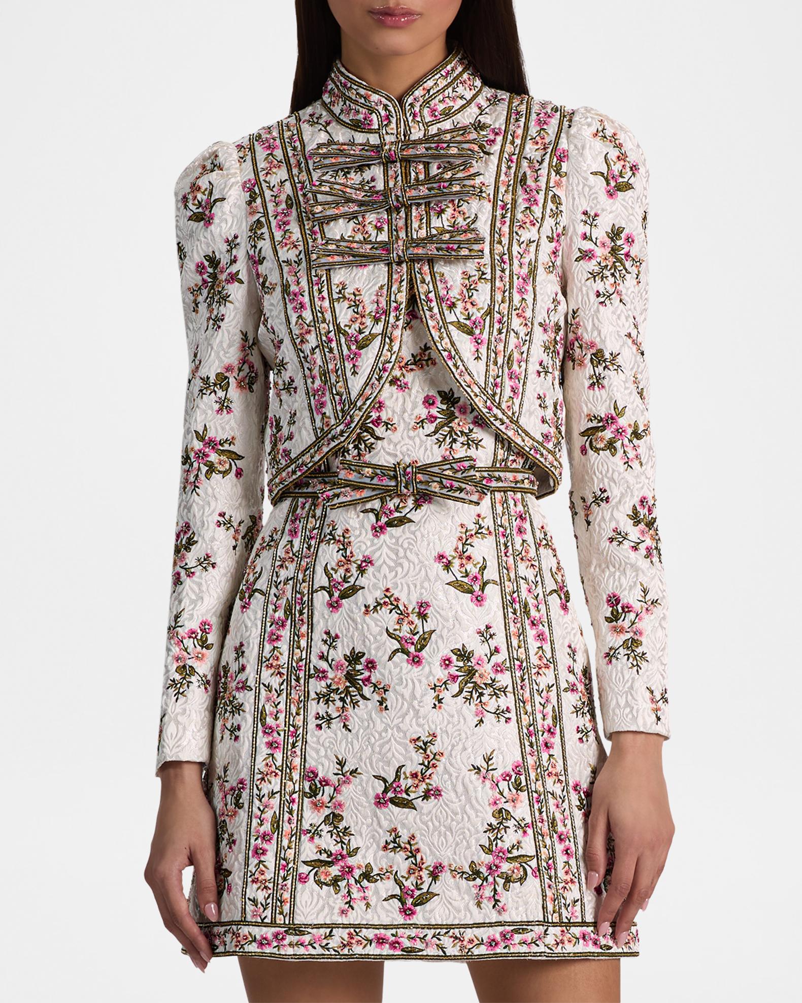 ALICE + OLIVIA Ilaria Embroidered Cropped Jacket | Neiman Marcus