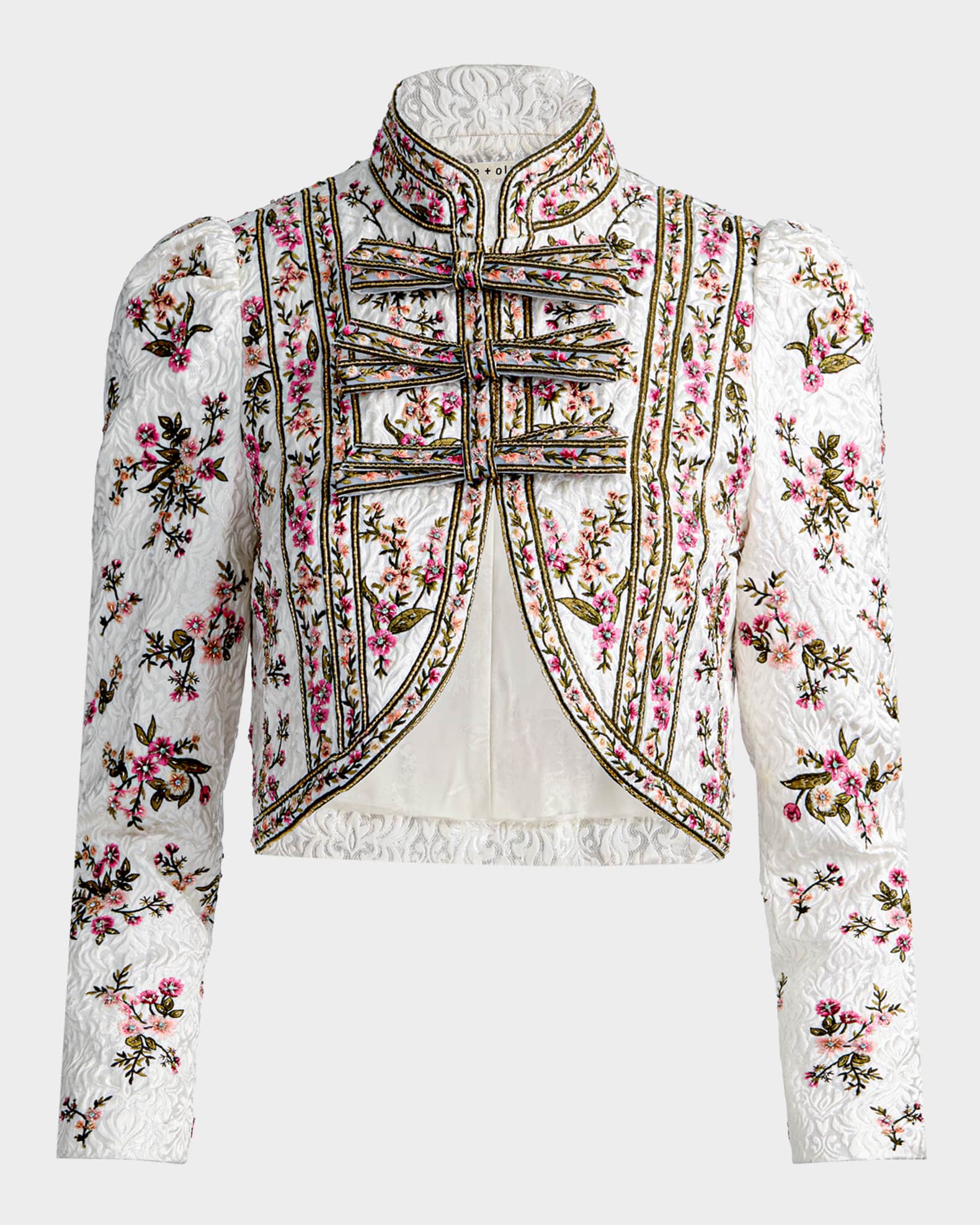 ALICE + OLIVIA Ilaria Embroidered Cropped Jacket | Neiman Marcus