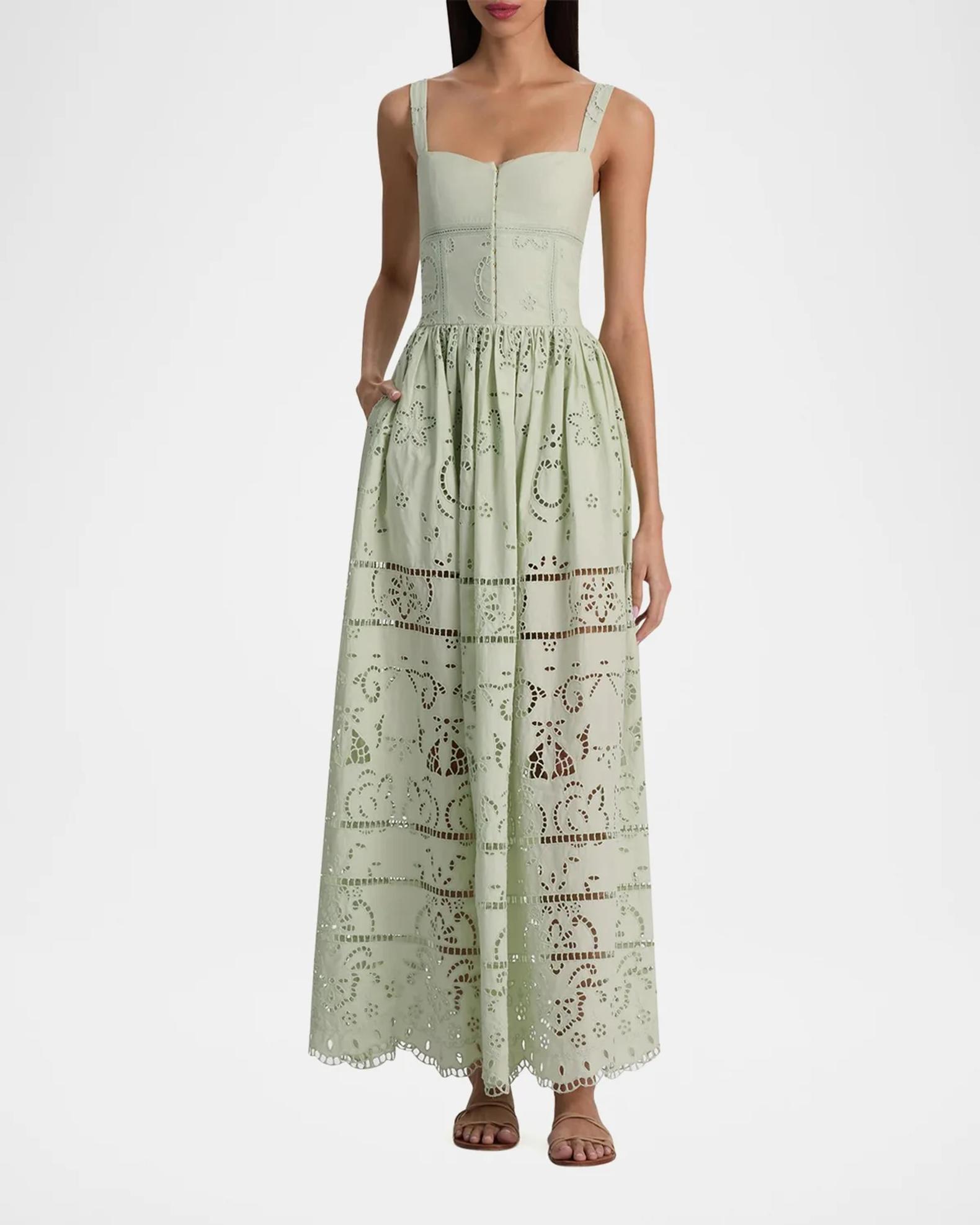 ALICE + OLIVIA Anya Embroidered Maxi Dress | Neiman Marcus