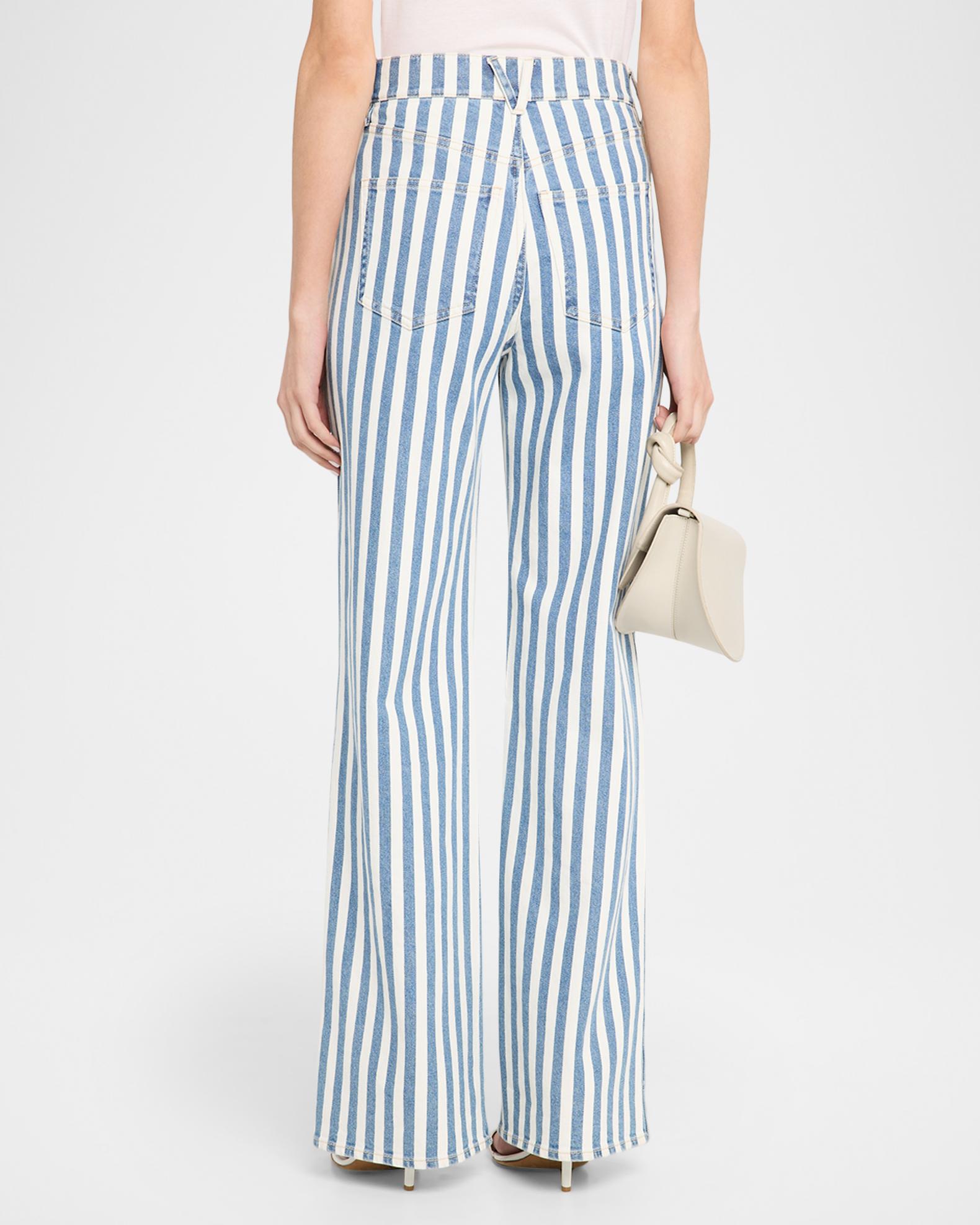 Veronica Beard Taylor High-Rise Wide-Leg Striped Jeans | Neiman Marcus