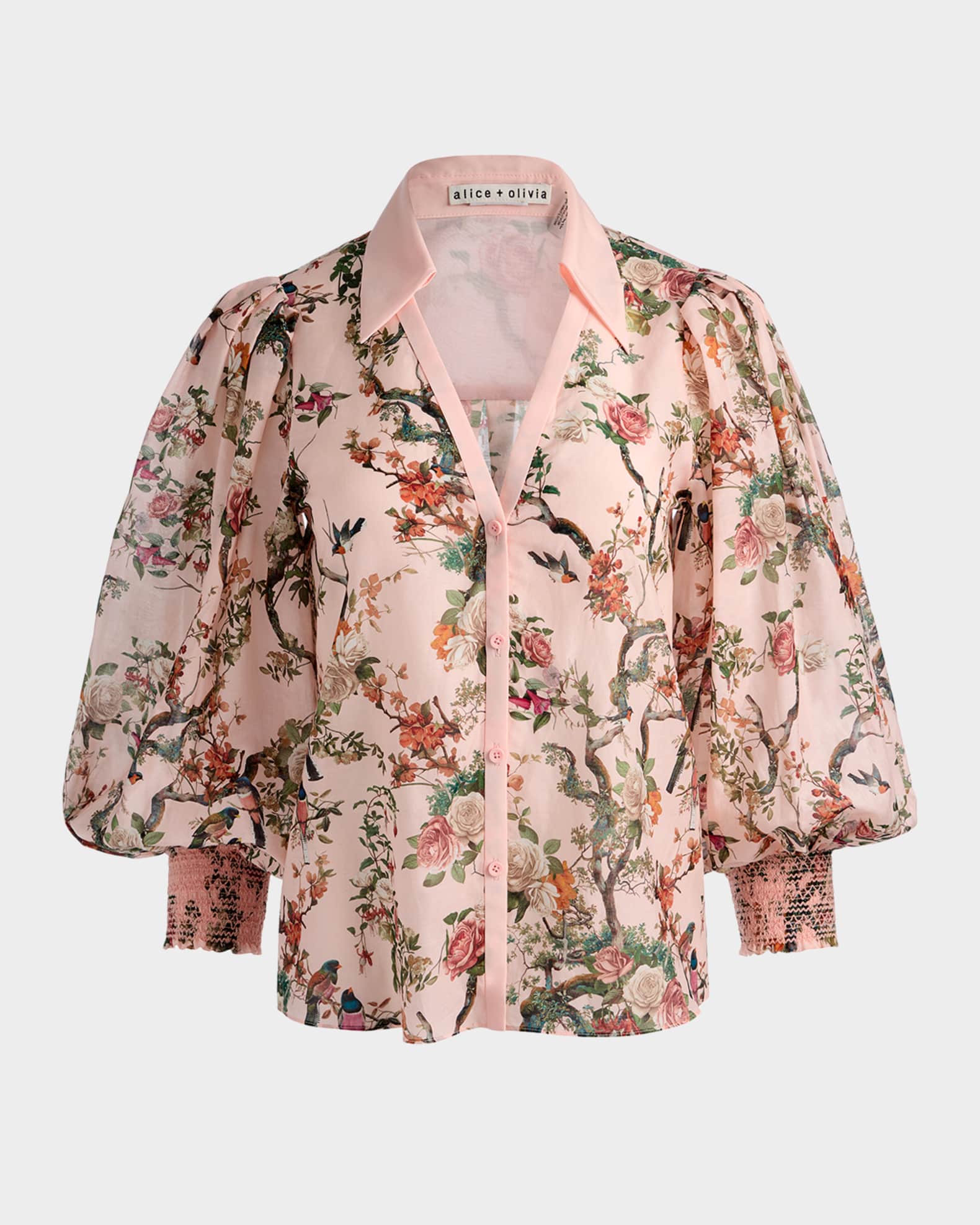 アリスアンドオリビア シルクブラウス 花柄 WILLA SILK BLOUSE in TAPESTRY TRAILS SM BLACK | ALICE + OLIVIA
