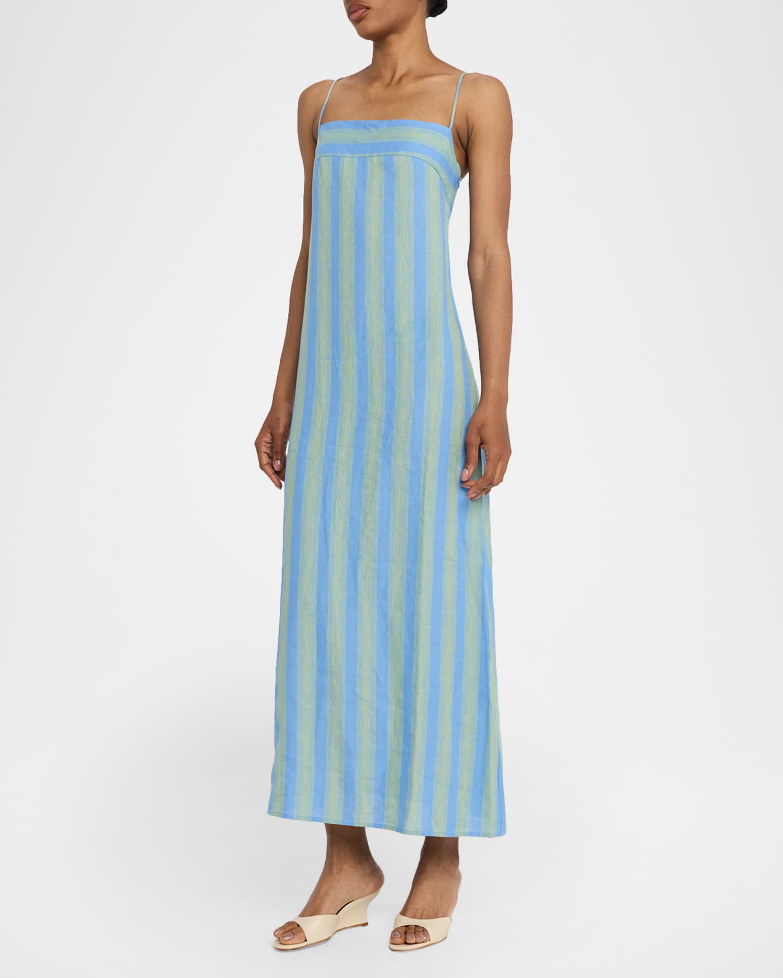 STAUD Laura Striped Linen Dress | Neiman Marcus