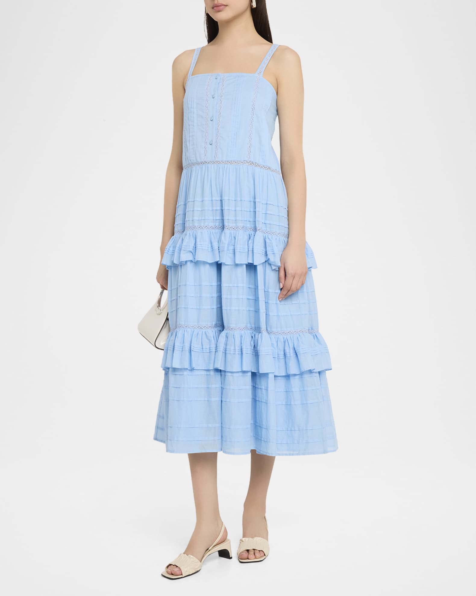 Ramy Brook Daria Embroidered Voile Midi Dress | Neiman Marcus