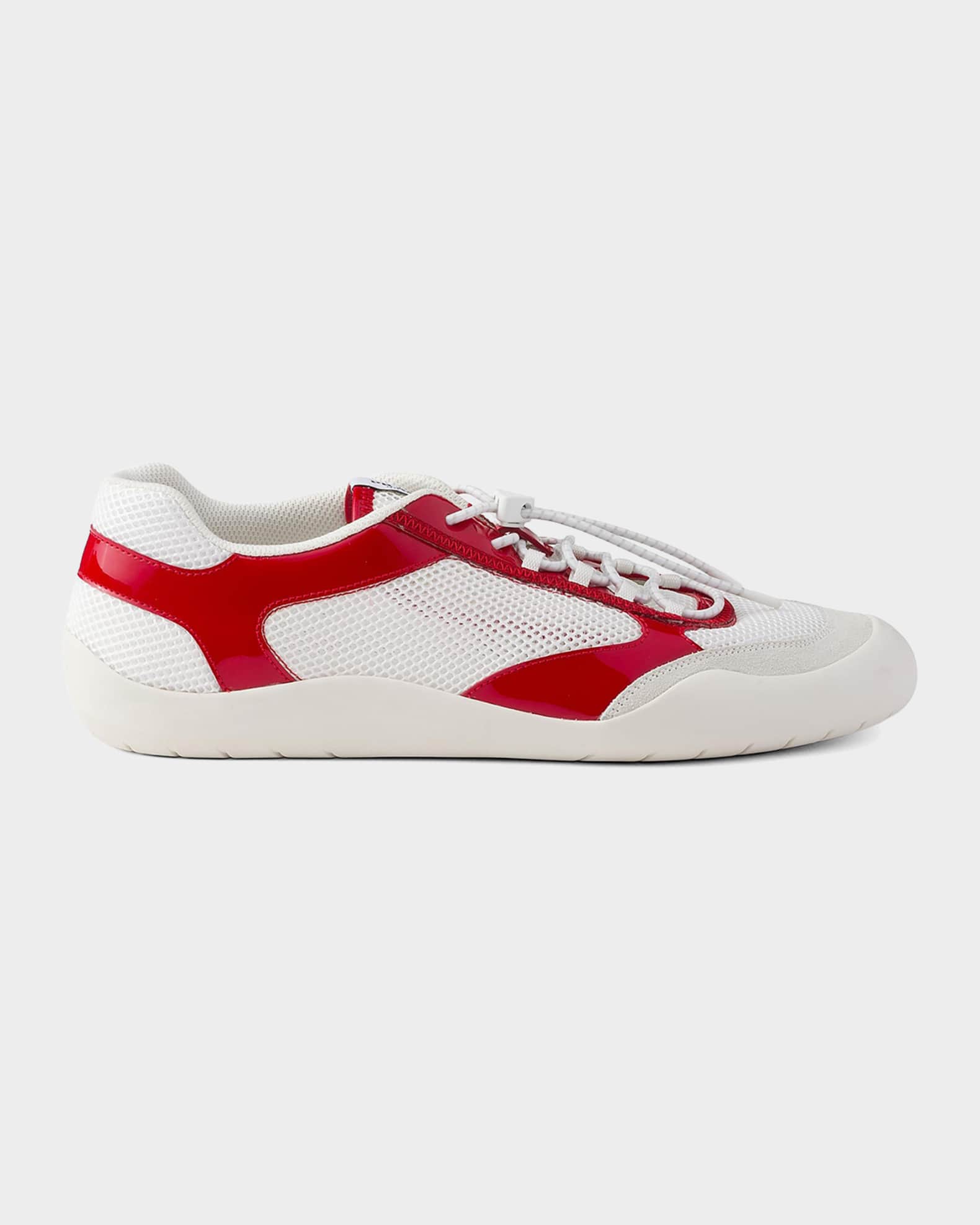 Prada Speedrock Patent Leather and Mesh Fabric Sneakers | Neiman