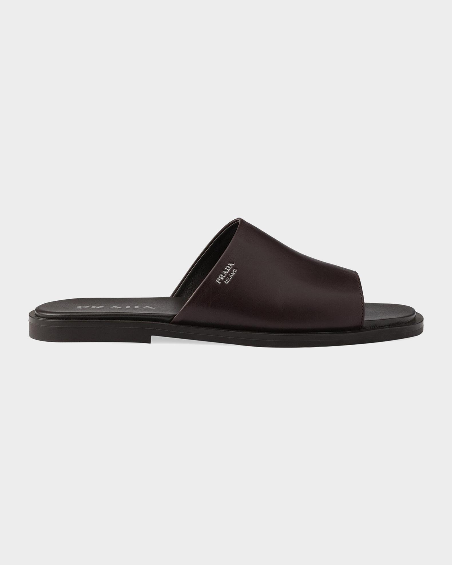 Prada Men's Leather Slide Sandals | Neiman Marcus
