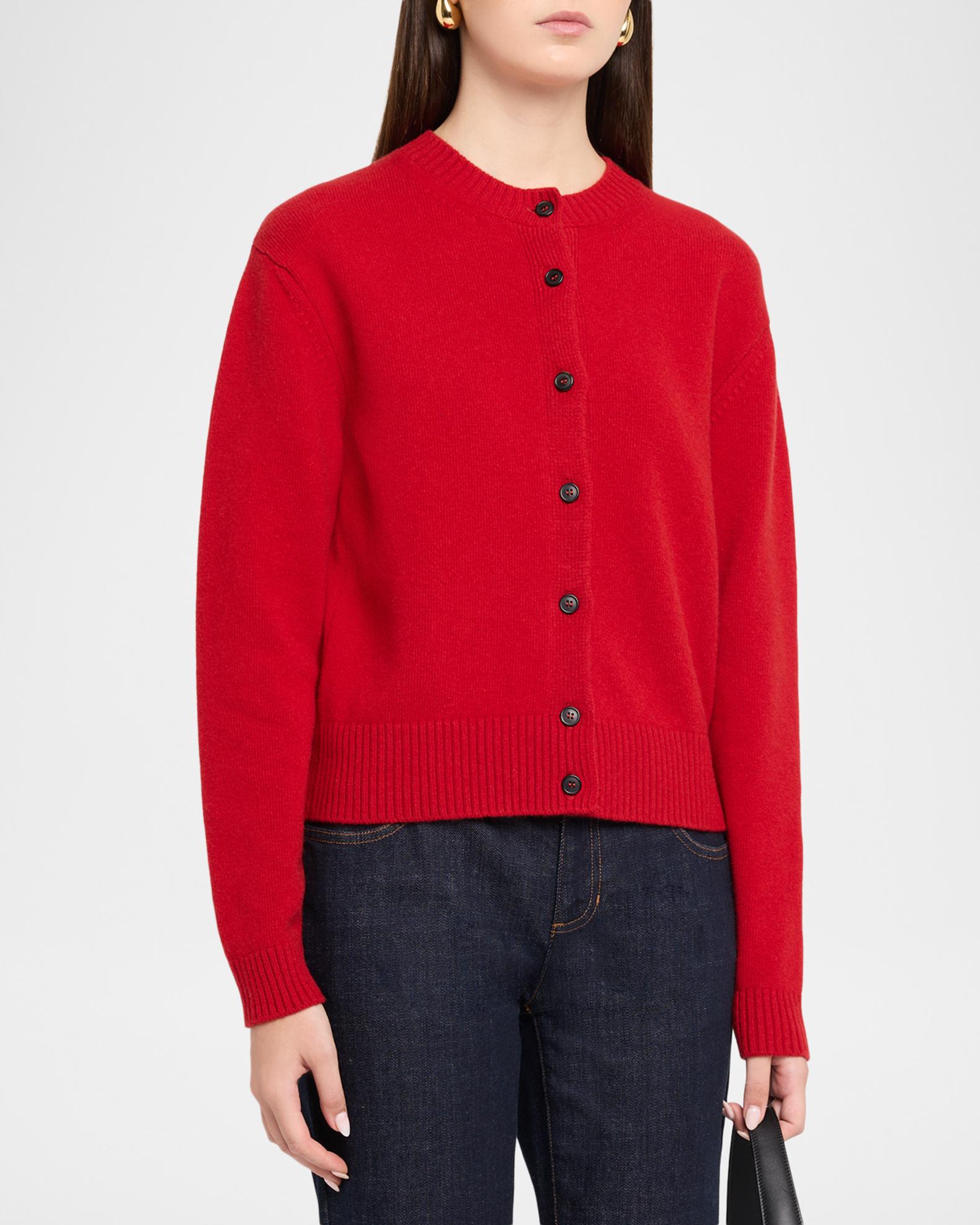 Róhe Classic Crewneck Wool Cardigan | Neiman Marcus