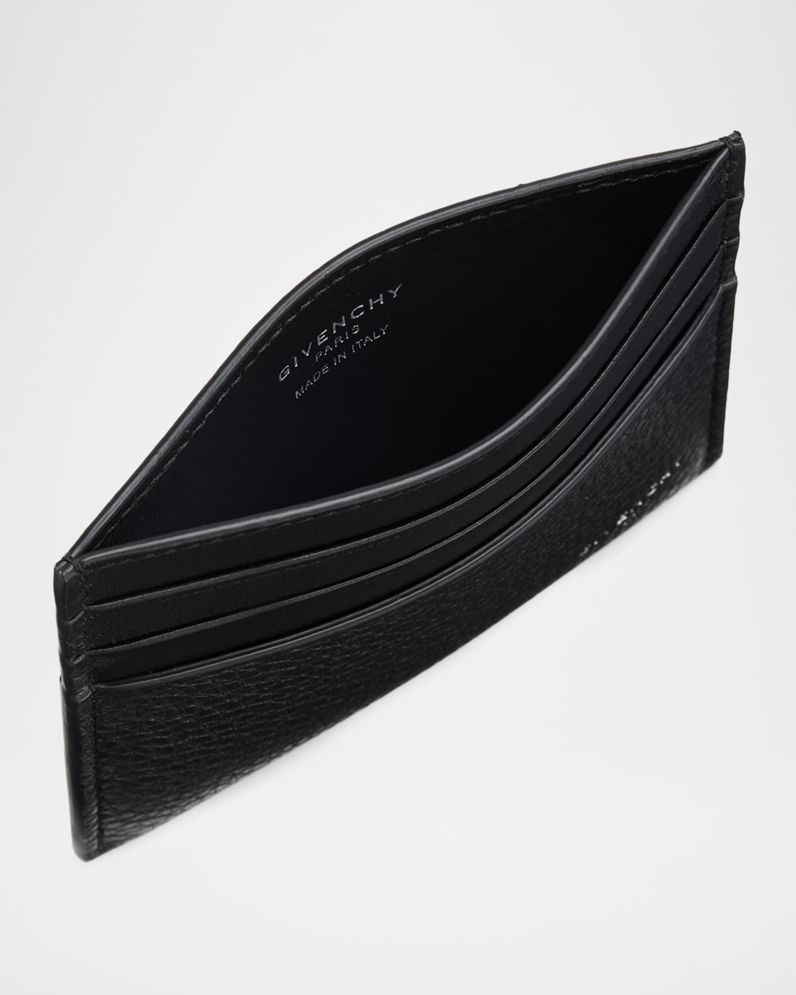 GIVENCHYスタッズ装飾の黒レザーケース Givenchy Men's Leather Foiled-Logo Card Holder | Neiman Marcus