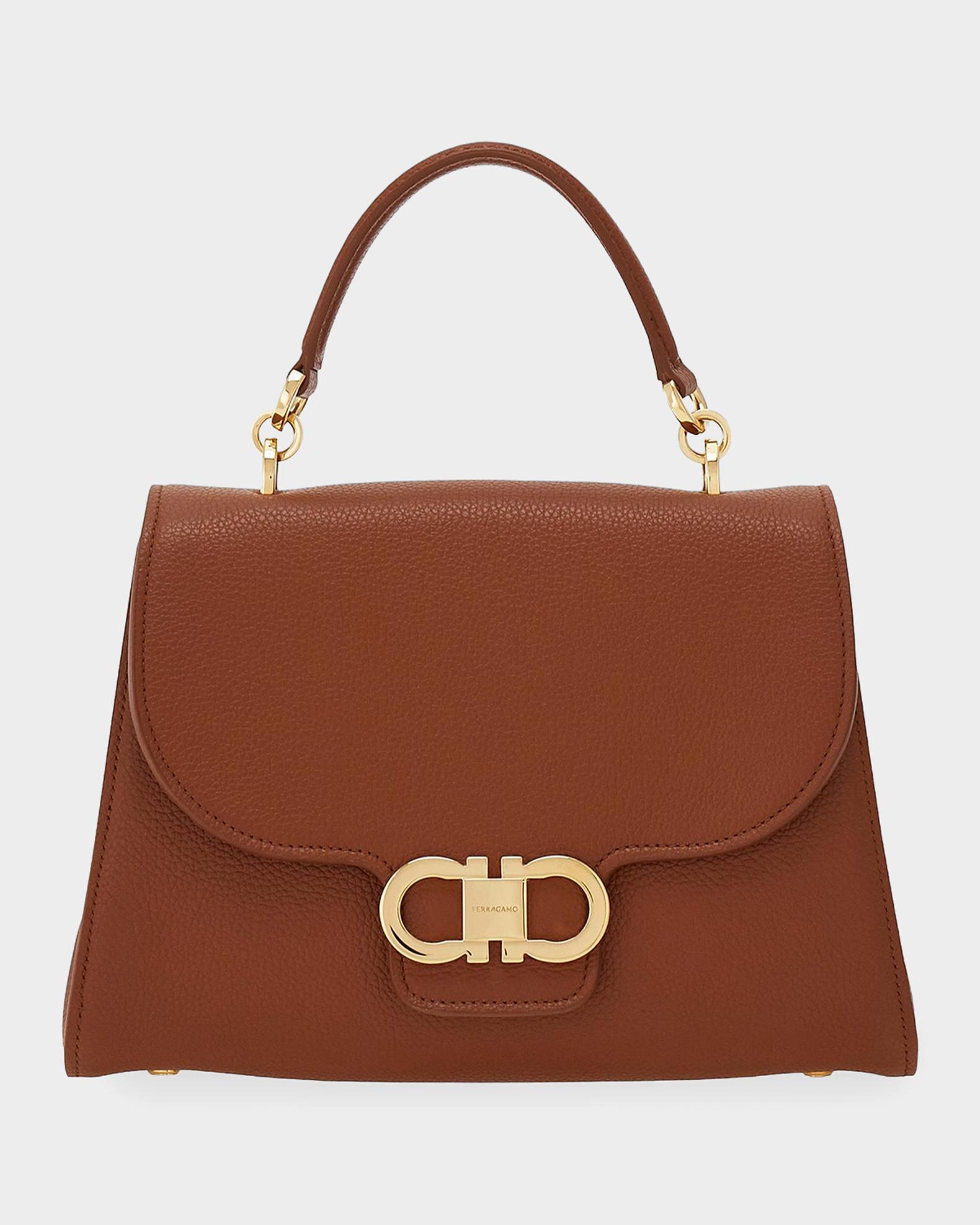 FERRAGAMO Double Gancini Leather Top Handle Bag | Neiman Marcus