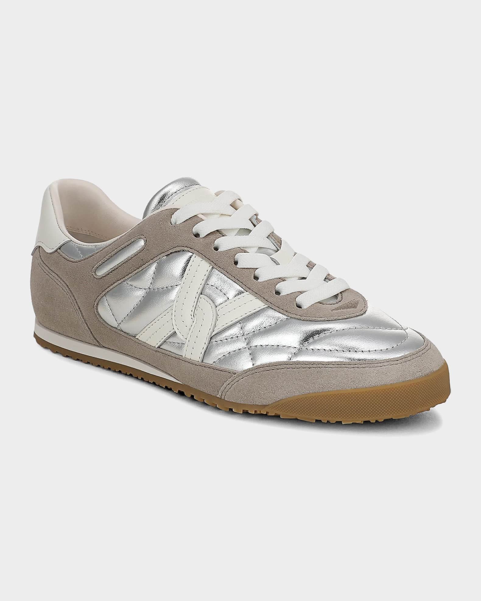 Veronica Beard Natalia Mixed Leather Low-Top Sneakers | Neiman Marcus