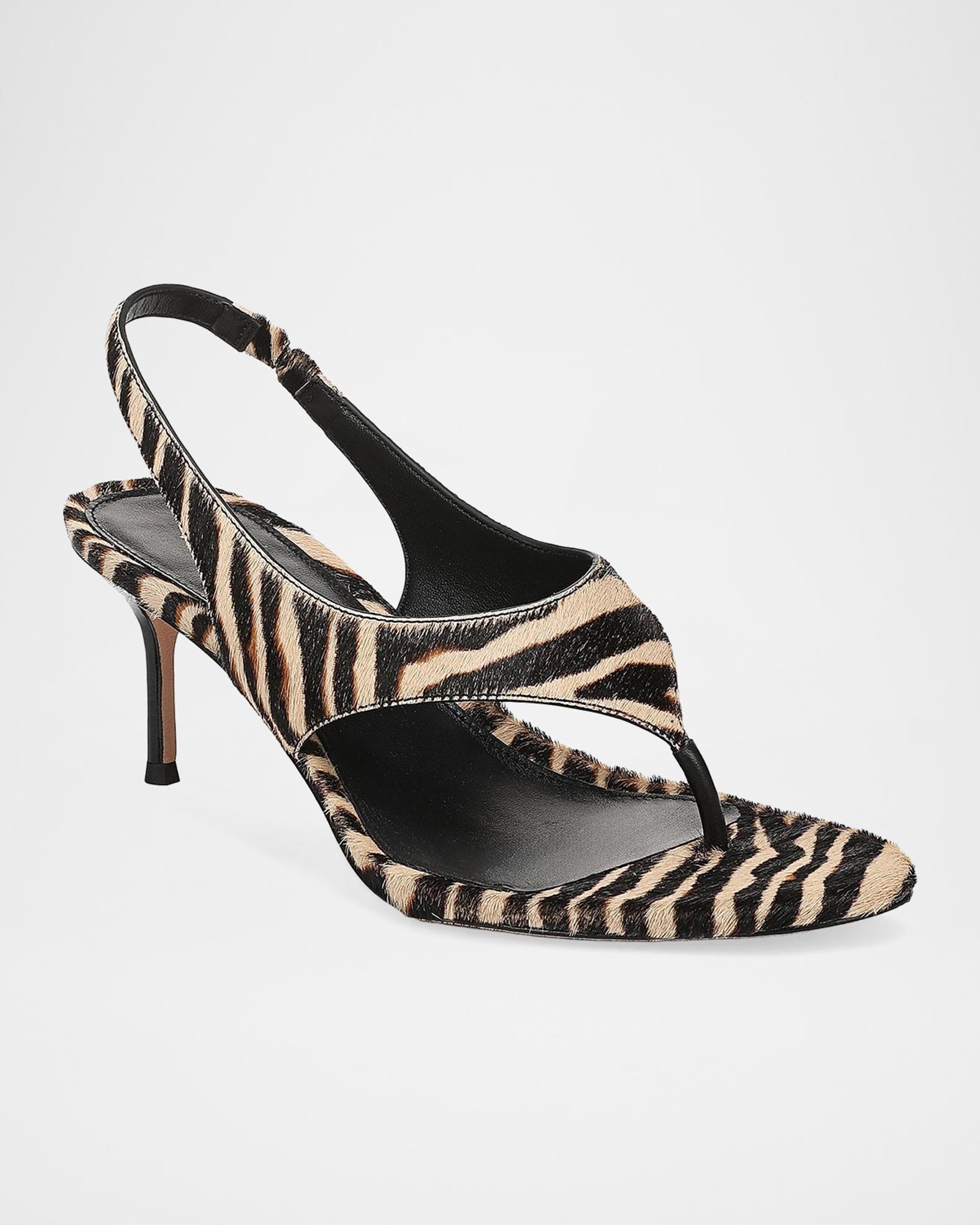 Veronica Beard Talon-2 65MM Zebra-Print Calf Hair Slingback