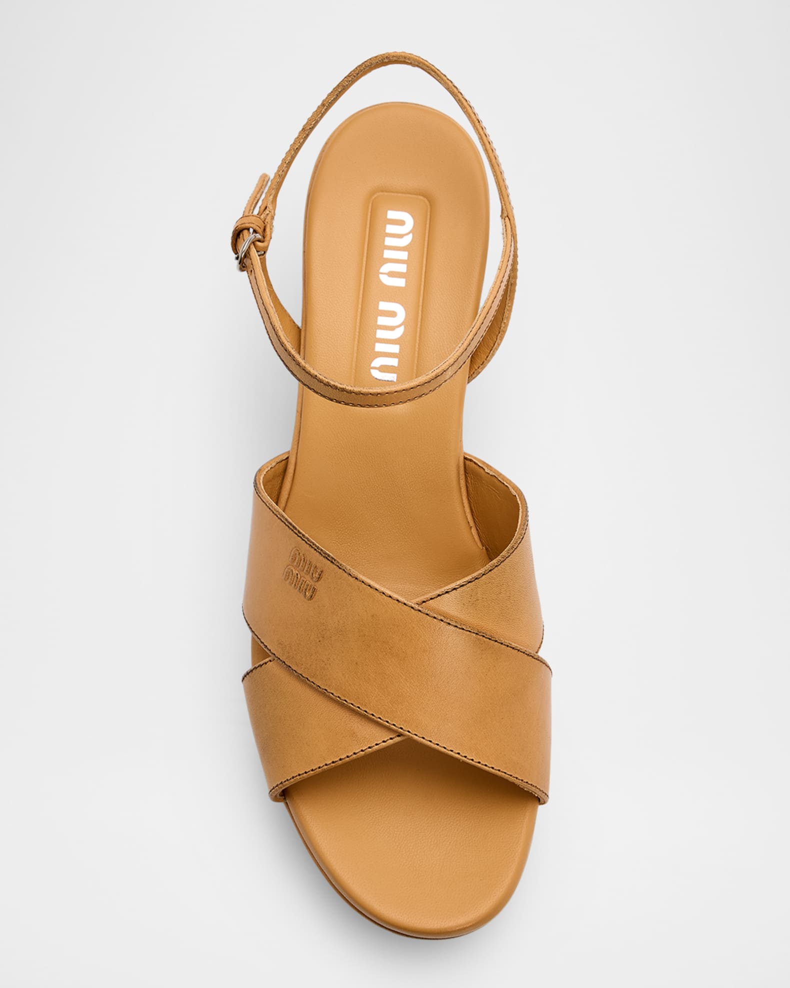 Miu Miu Waxed Leather Platform Sandals | Neiman Marcus