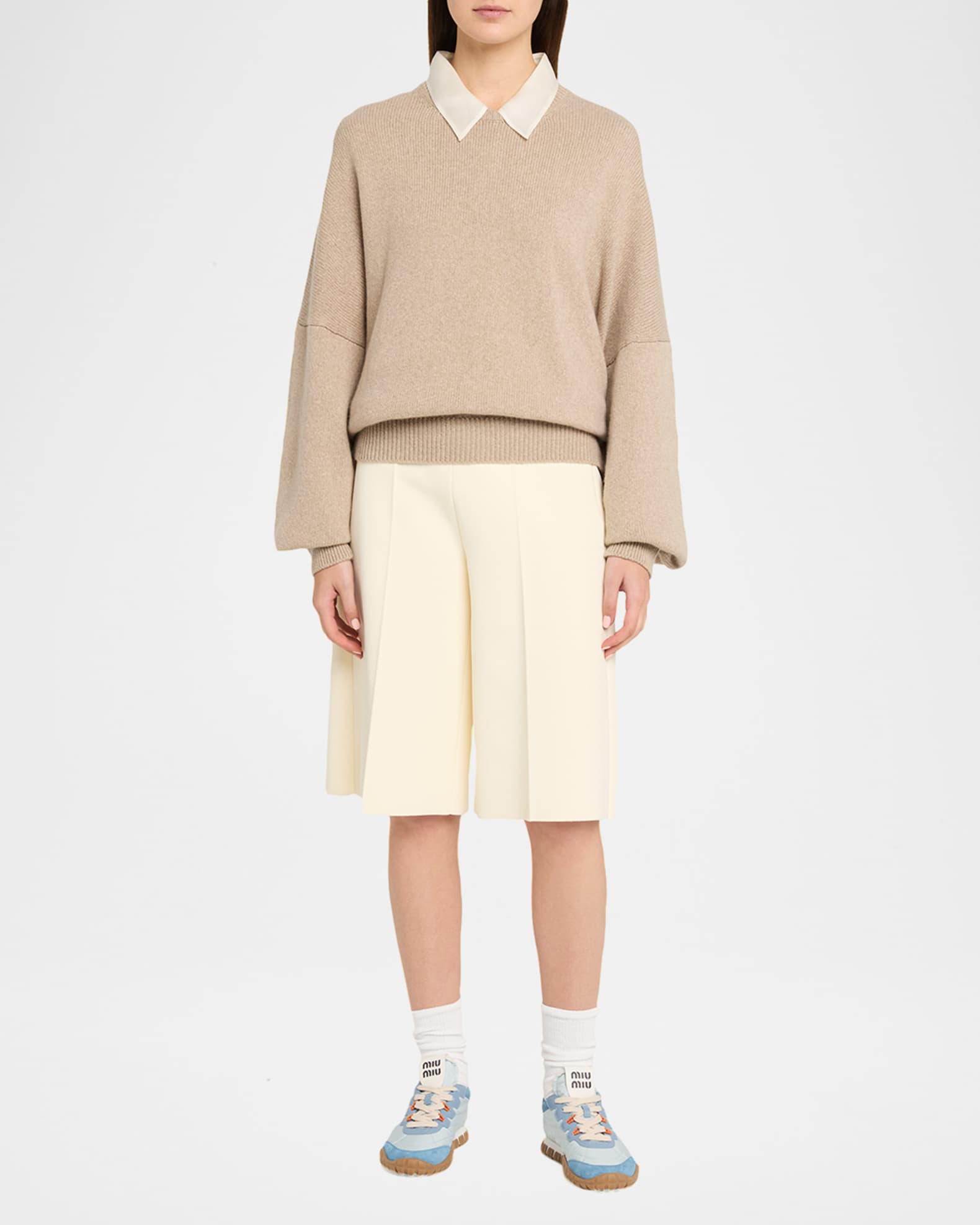 Miu Miu Technical Fabric and Suede Low-Top Sneakers | Neiman Marcus