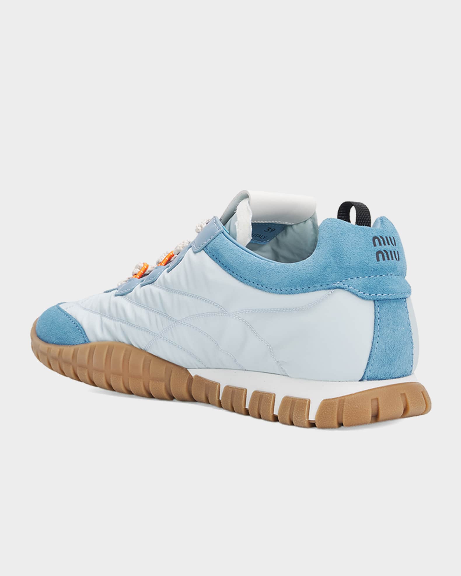 Miu Miu Technical Fabric and Suede Low-Top Sneakers | Neiman Marcus