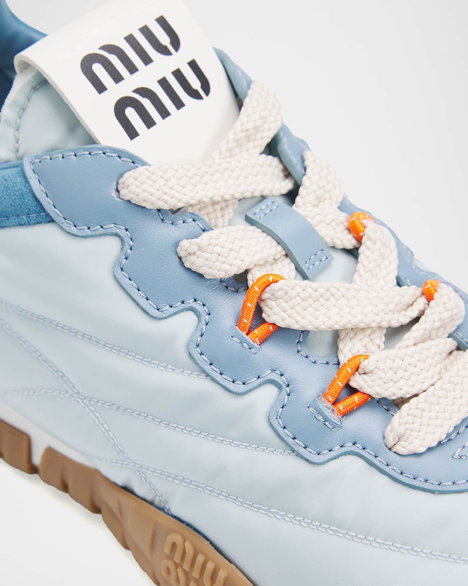 ミュウミュウ Miu Miu Technical Fabric and Suede Low-Top Sneakers | Neiman Marcus