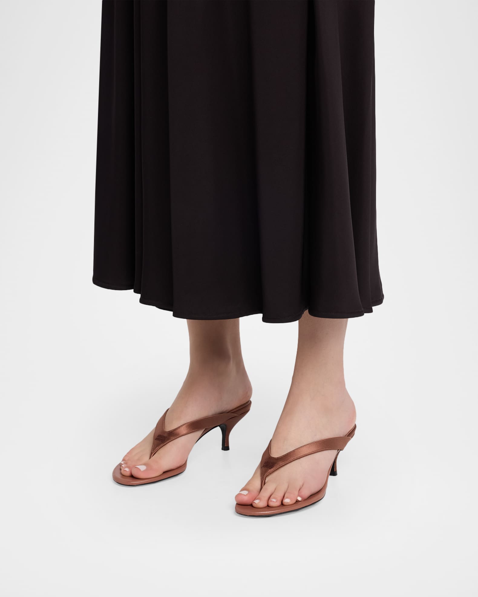 Miu Miu Satin Kitten-Heel Thong Sandals | Neiman Marcus