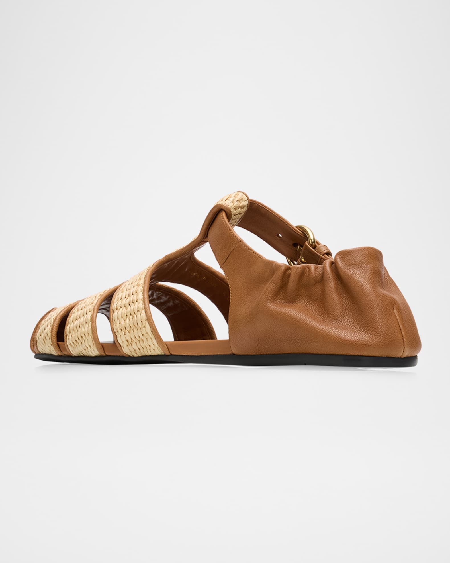 Miu Miu Raffia and Leather Fisherman Sandals | Neiman Marcus