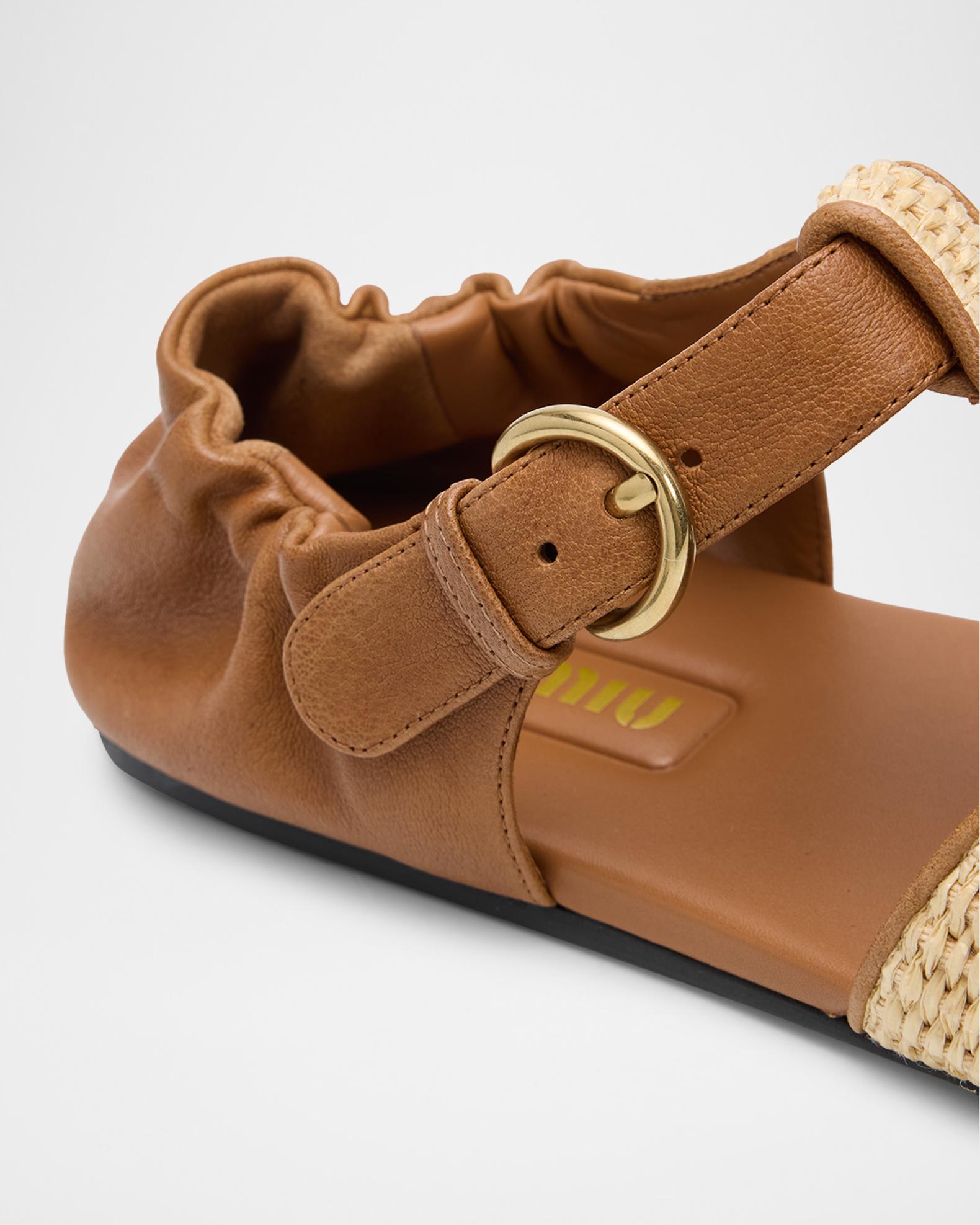 Miu Miu Raffia and Leather Fisherman Sandals | Neiman Marcus