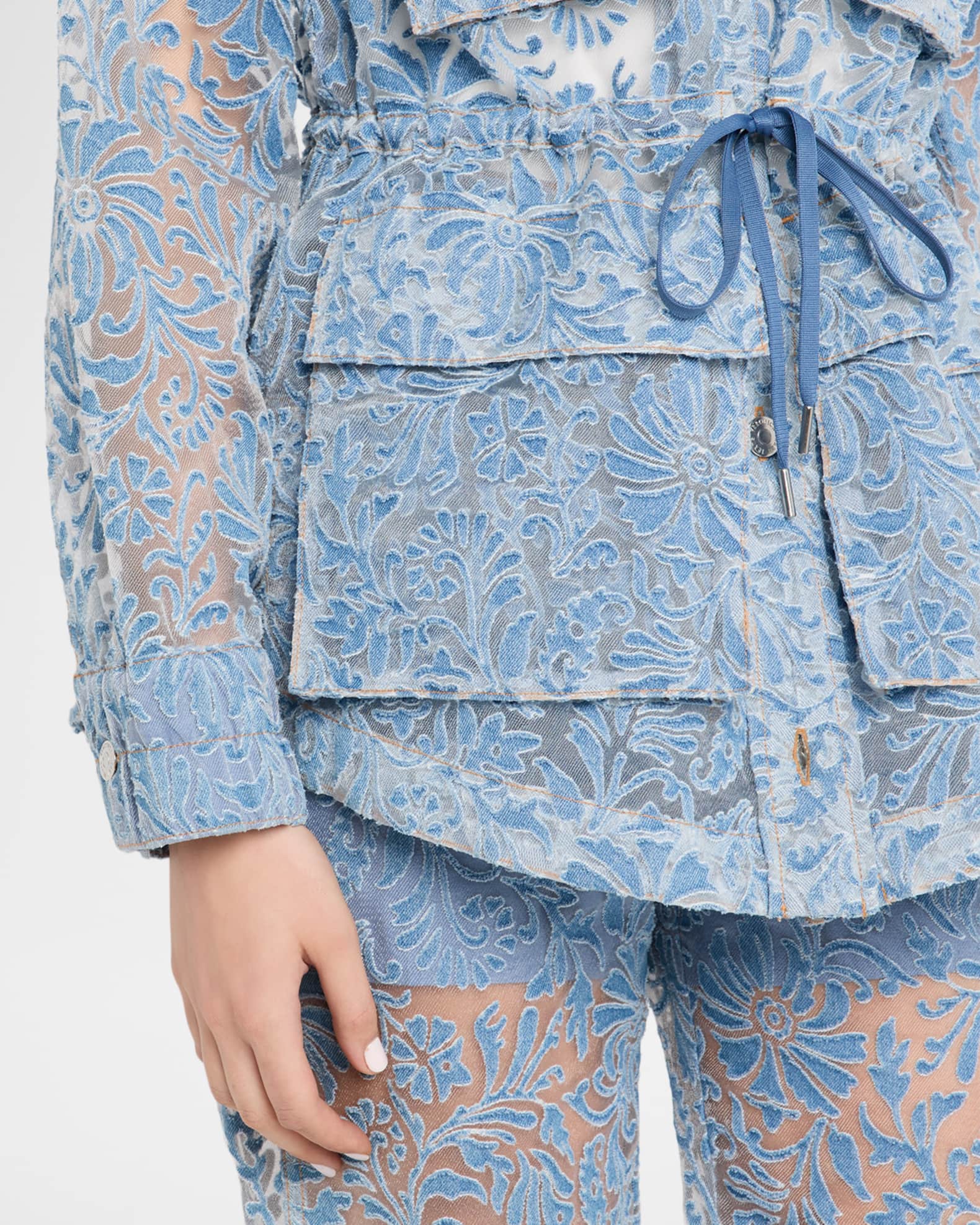 Veronica Beard Lane Sheer Floral Denim Jacket | Neiman Marcus