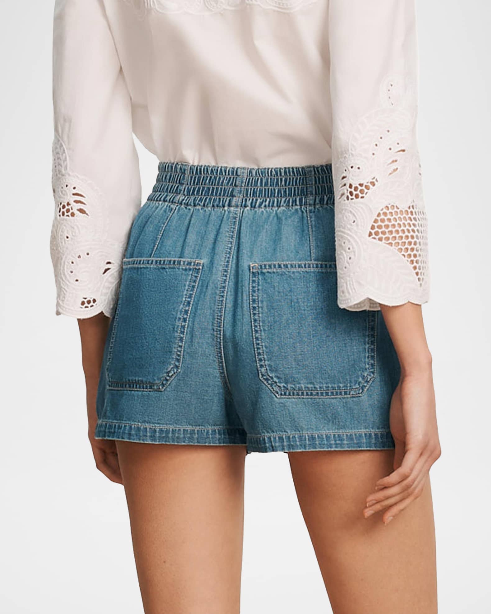 Veronica Beard Sally Cotton Denim Shorts | Neiman Marcus