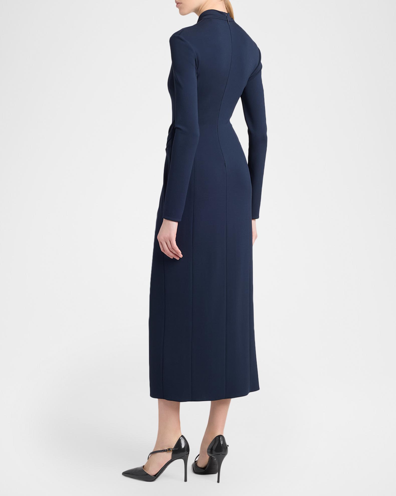 Giorgio Armani Twisted Keyhole Long-Sleeve Midi Dress | Neiman Marcus