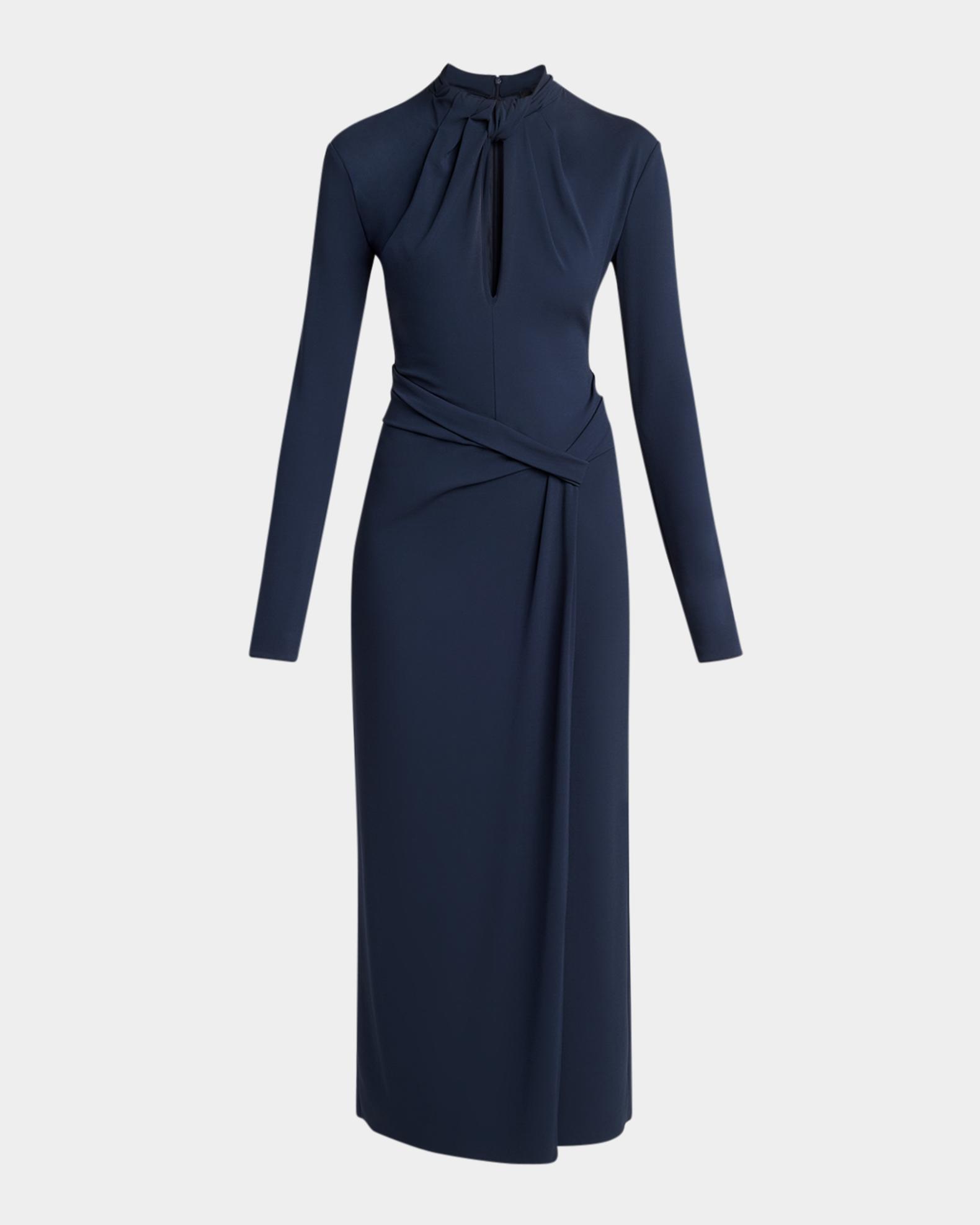 GIORGIO ARMANI ワンピース Giorgio Armani Twisted Keyhole Long-Sleeve Midi Dress | Neiman Marcus