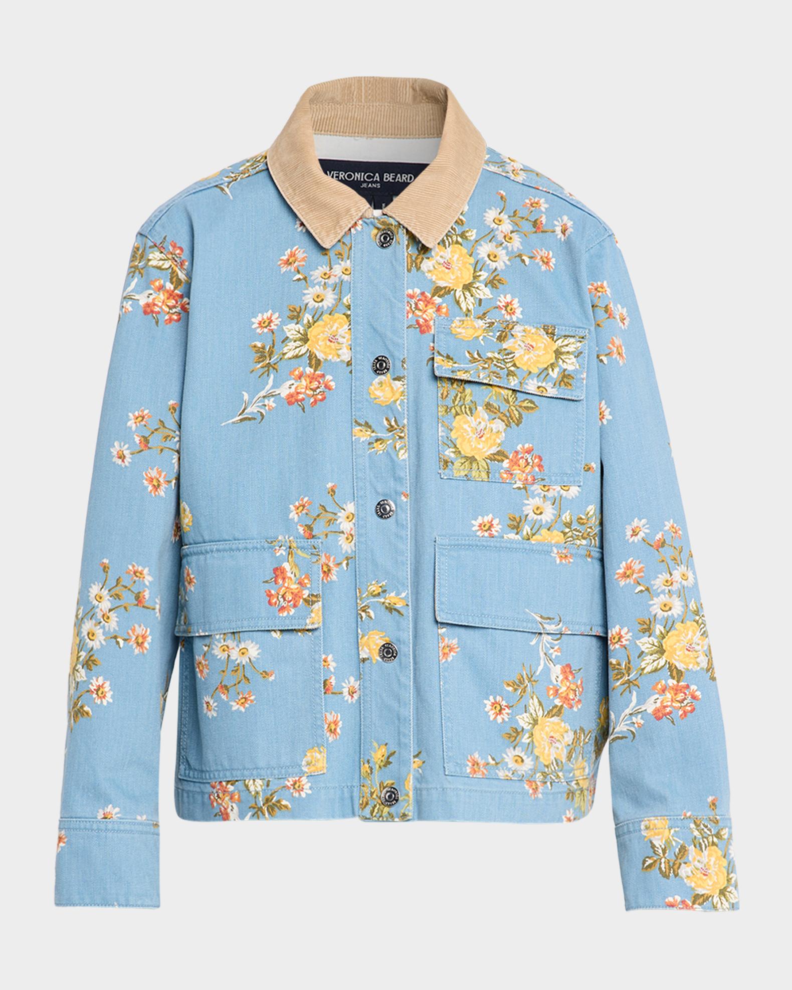 Veronica Beard Leighton Floral Denim Barn Jacket | Neiman Marcus