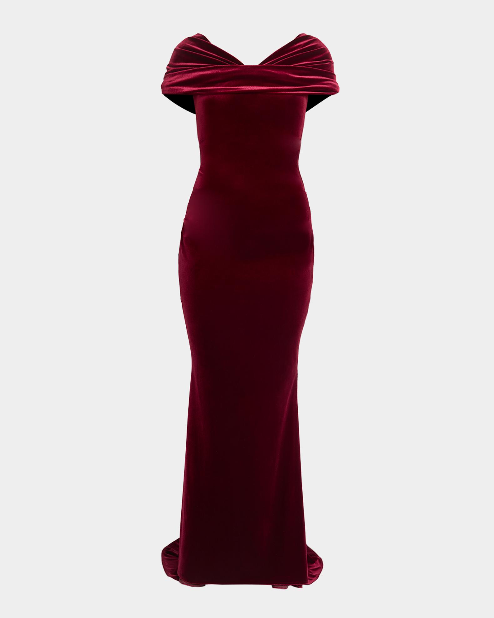 Talbot Runhof Kate Draped Velvet Mermaid Gown | Neiman Marcus