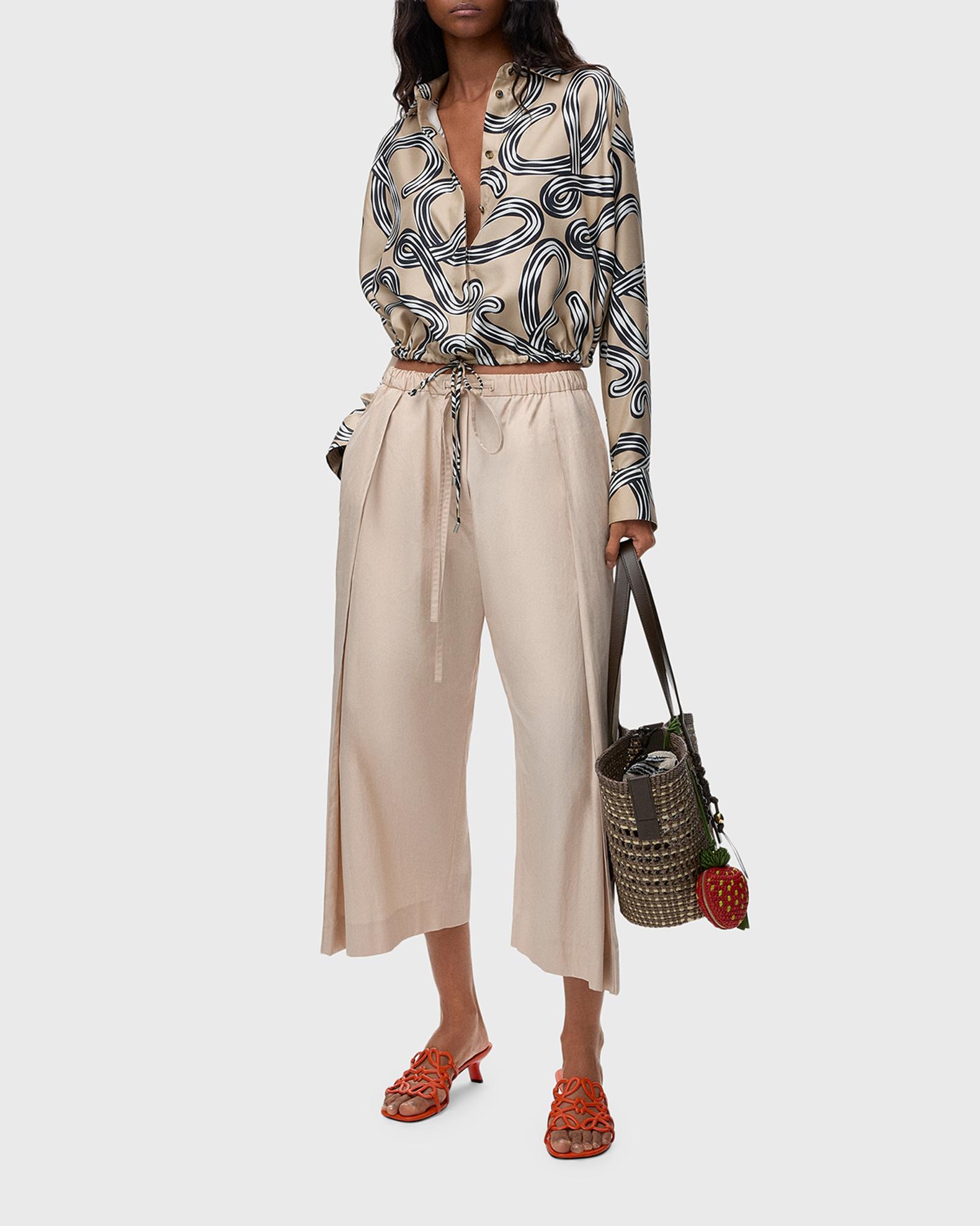 LOEWE x Paula's Ibiza Pleated Wide-Leg Crop Drawstring Pants