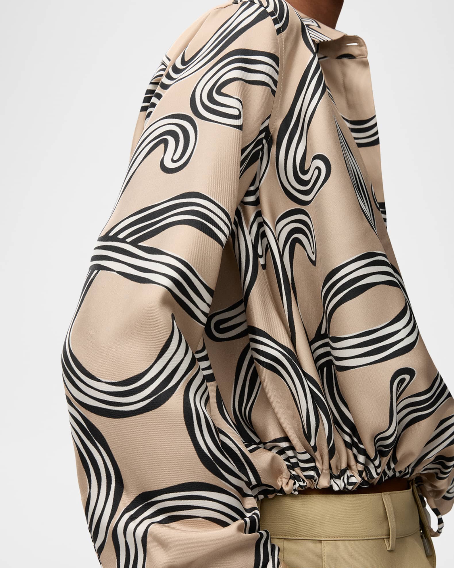 Loewe x Paula's Ibiza Abstract-Print Silk Drawstring Balloon Shirt