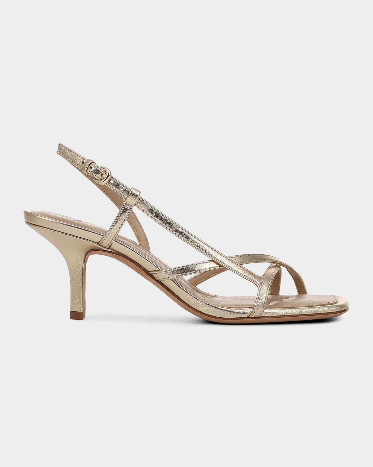 Vince 65mm Lilian Metallic Leather Slingback Sandals | Neiman Marcus