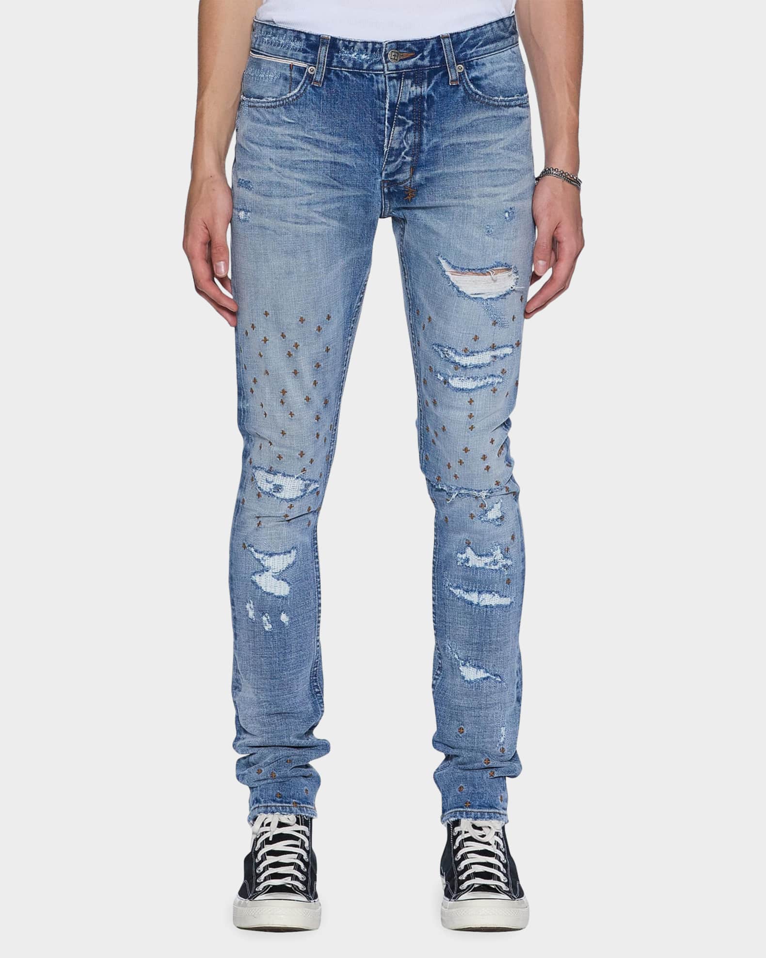 ksubi スビ　paint damage skinny denim w31 Ksubi Men's D-Van Winkle Distressed Skinny Jeans | Neiman Marcus