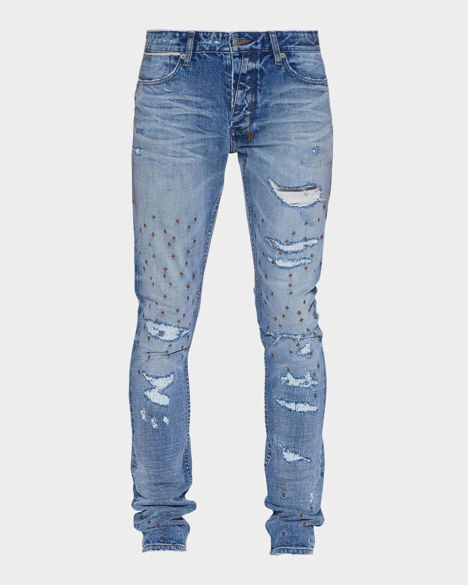 ksubi スビ　paint damage skinny denim w31 Ksubi Men's D-Van Winkle Distressed Skinny Jeans | Neiman Marcus