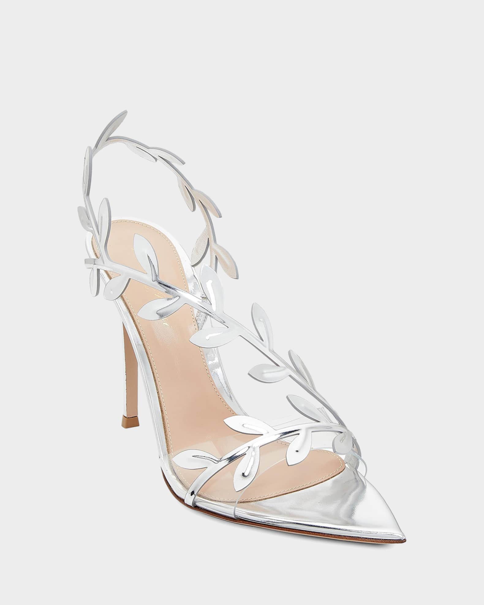Gianvito Rossi Flavia 105mm Branch Slingback Sandals | Neiman Marcus