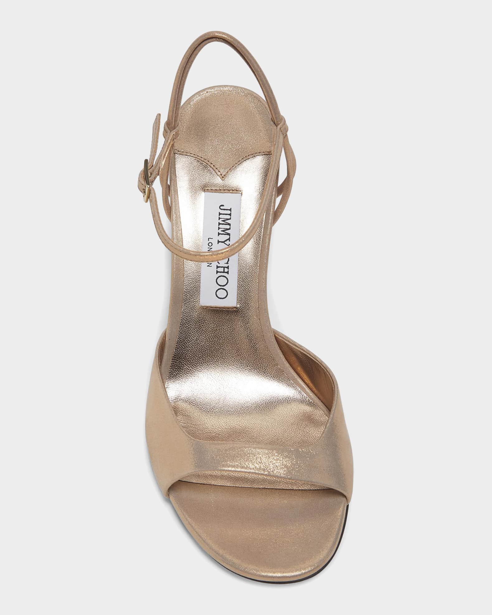 Jimmy Choo 85mm Alys Metallic Suede Ankle-Strap Sandals | Neiman