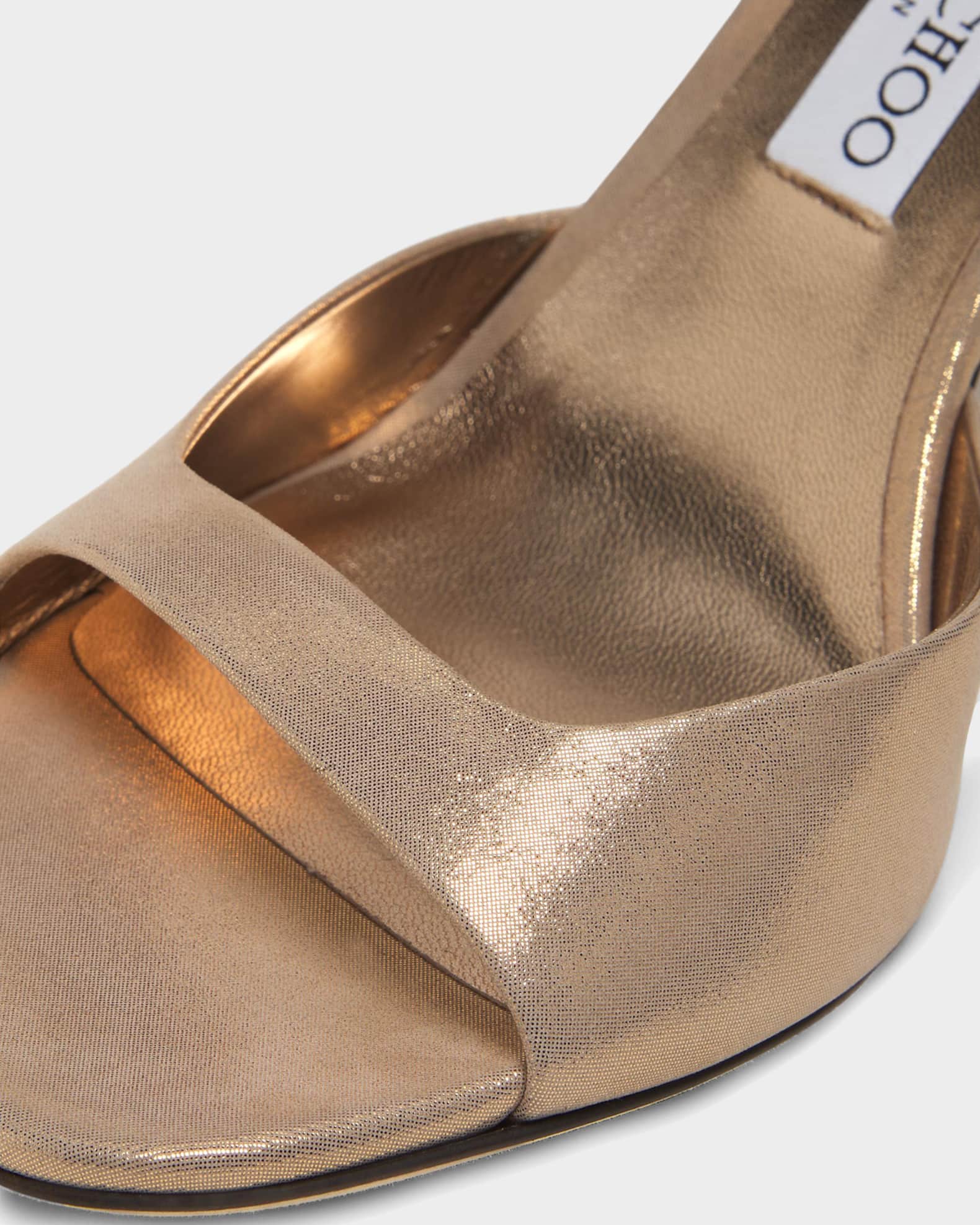 Jimmy Choo 85mm Alys Metallic Suede Ankle-Strap Sandals | Neiman