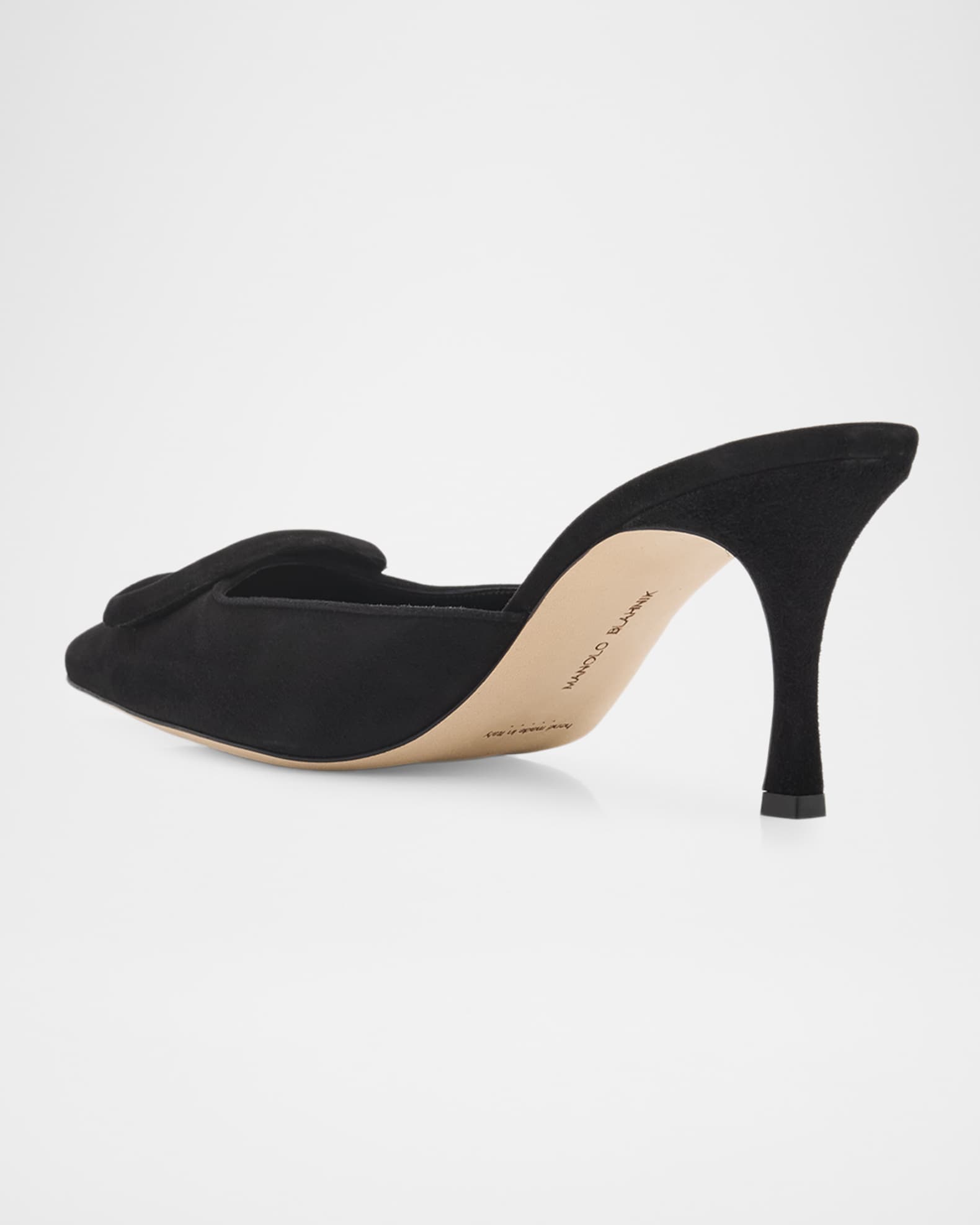 Manolo Blahnik 70mm Maysale Suede Mules | Neiman Marcus