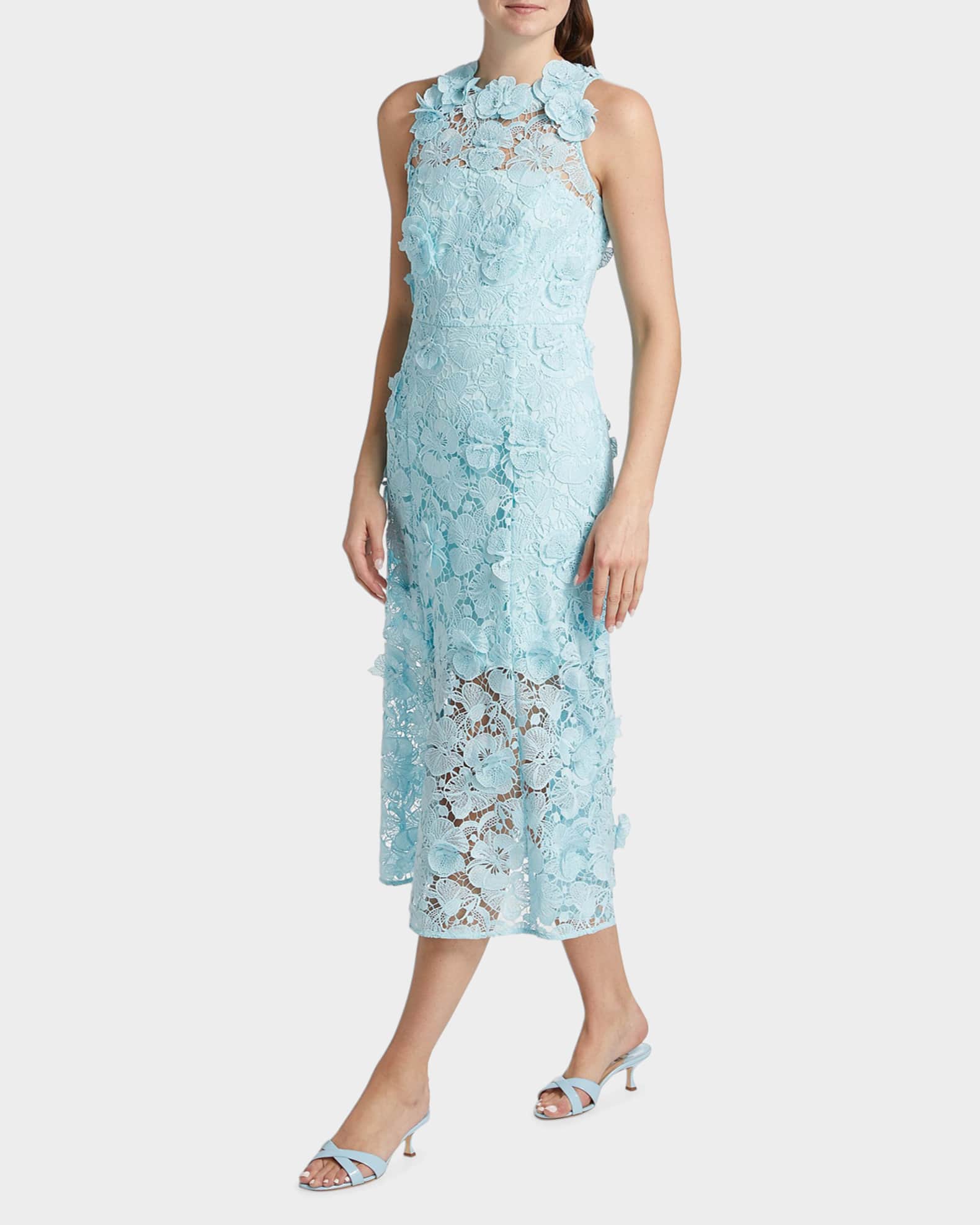 sachin and babi light blue dress Cynthia Rowley Tulle Floral Appliqué Midi-Dress main image 1
