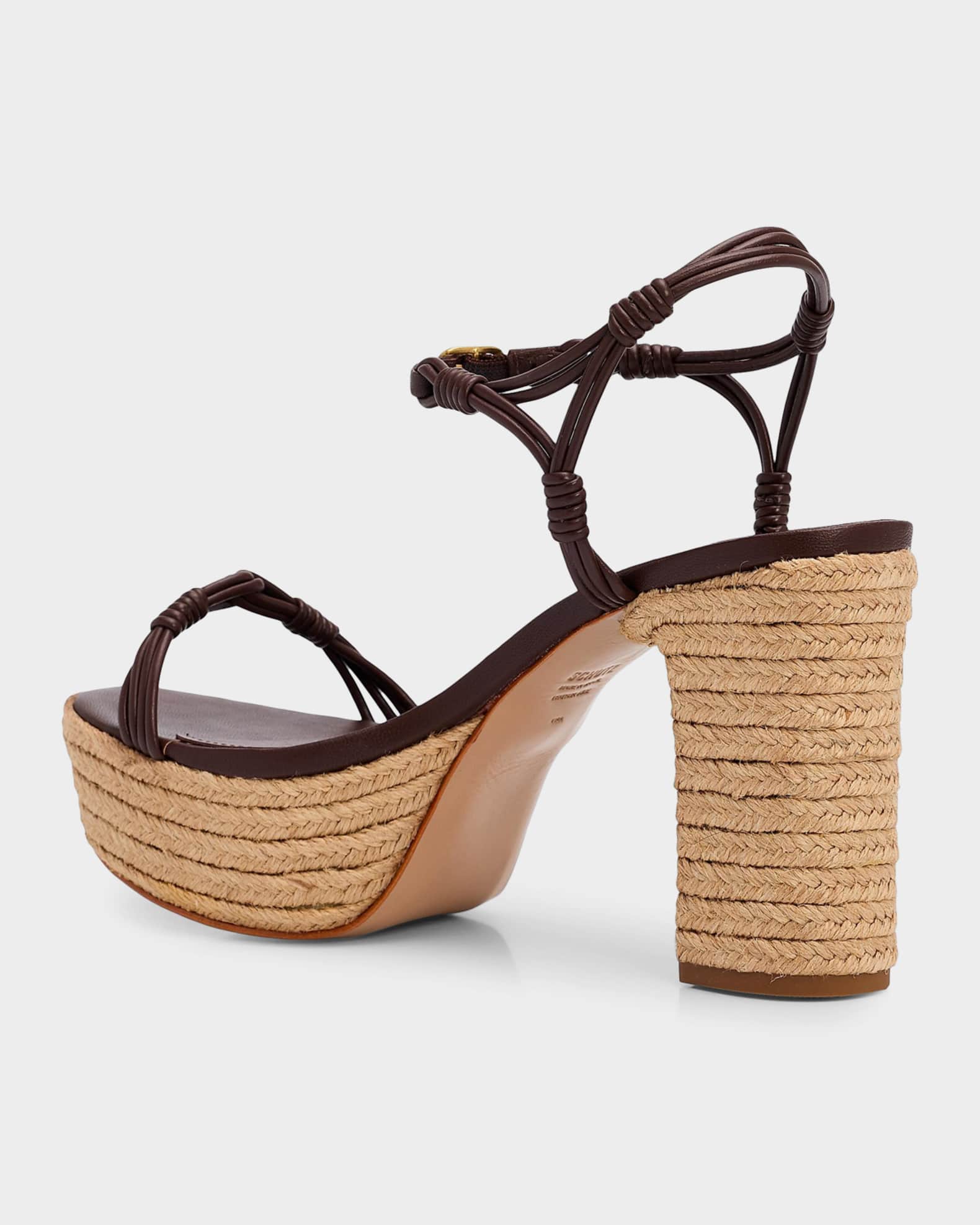 Schutz 100mm Nara Leather Espadrille Platform Sandals | Neiman Marcus