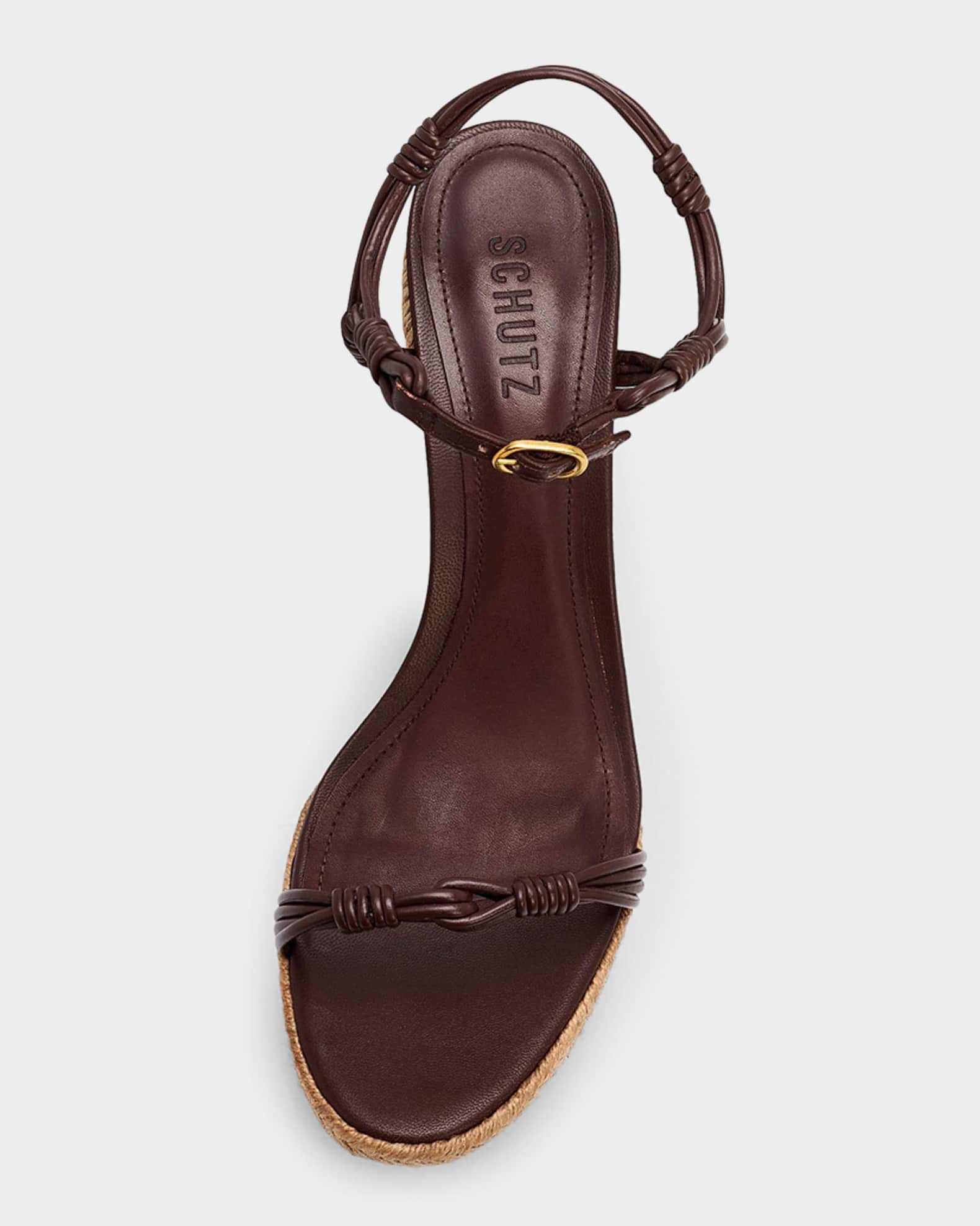 Schutz 100mm Nara Leather Espadrille Platform Sandals | Neiman Marcus