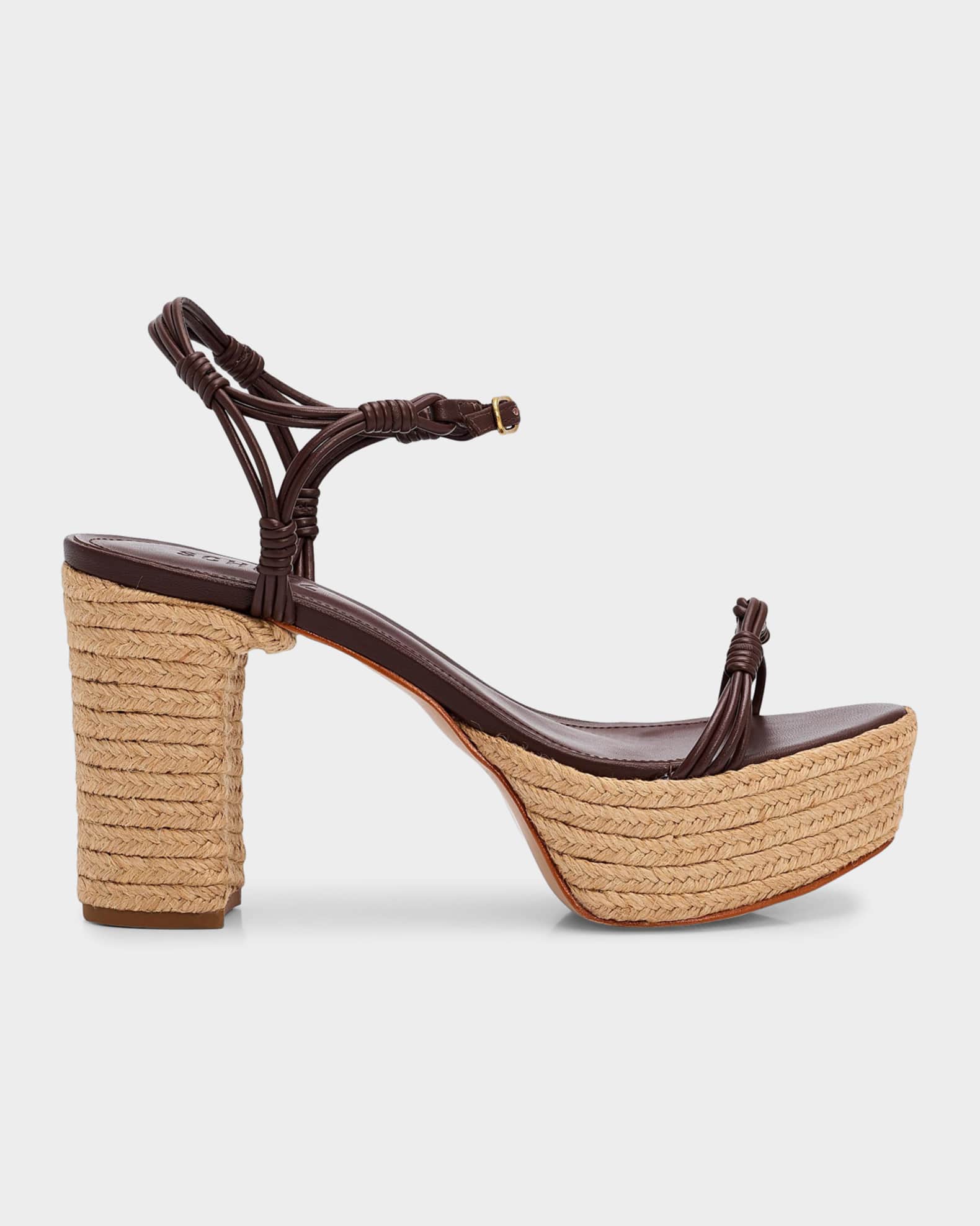 Schutz 100mm Nara Leather Espadrille Platform Sandals | Neiman Marcus