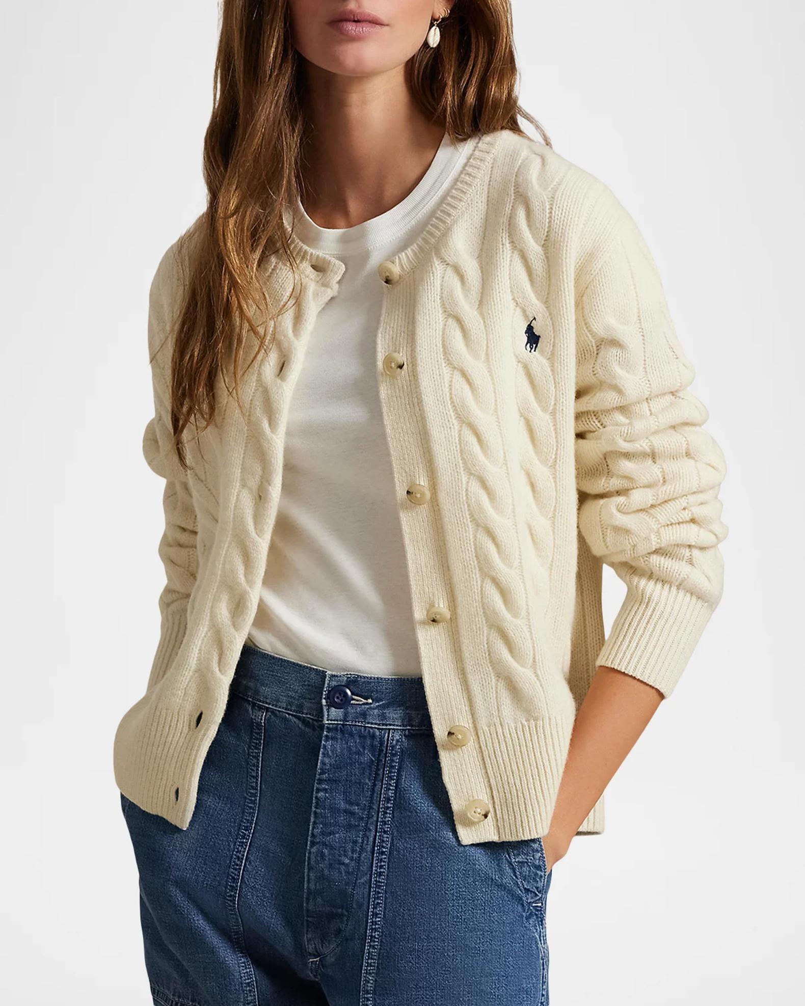 Polo Ralph Lauren Cable-Knit Wool-Cashmere Cardigan | Neiman Marcus
