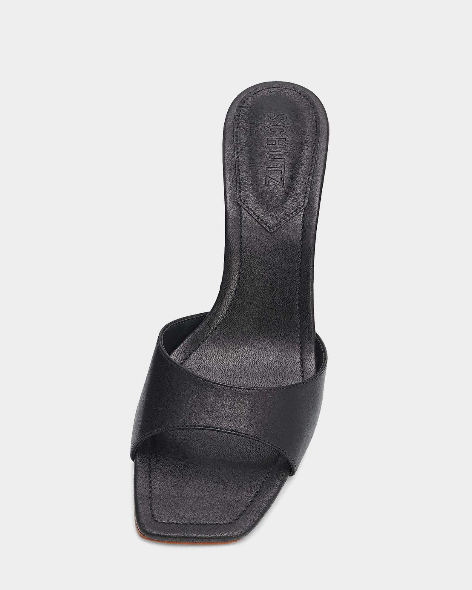 Schutz 75mm Leena Leather Bamboo-Heel Mules | Neiman Marcus