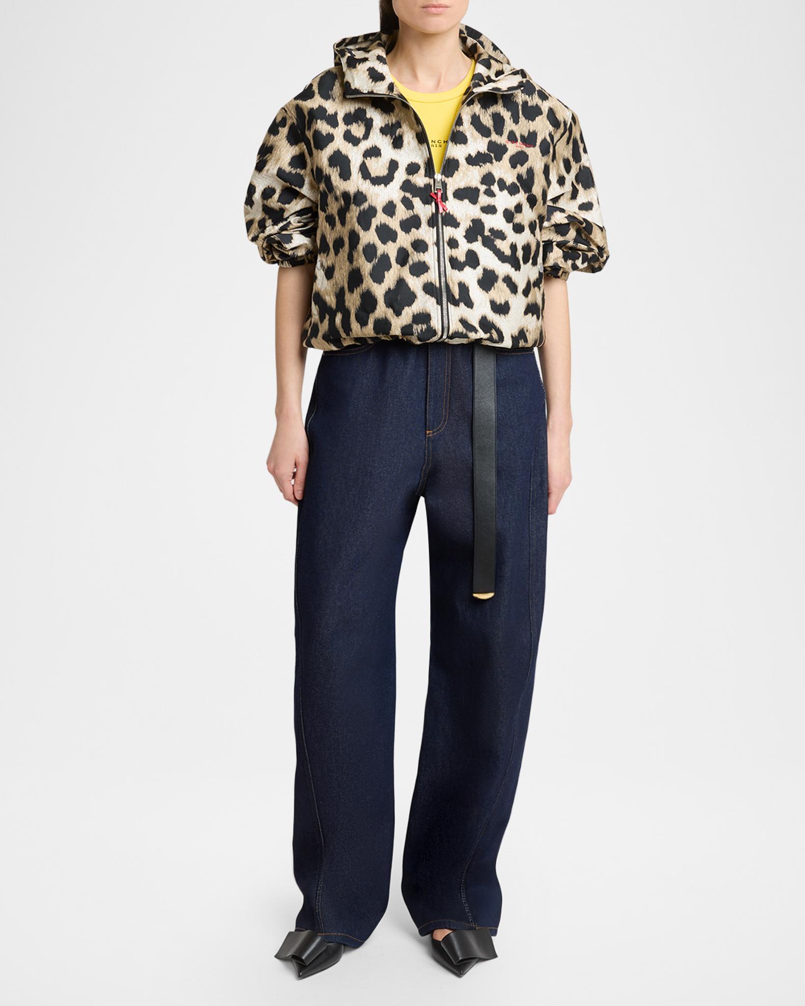 Givenchy Leopard-Print Crop Windbreaker Jacket | Neiman Marcus