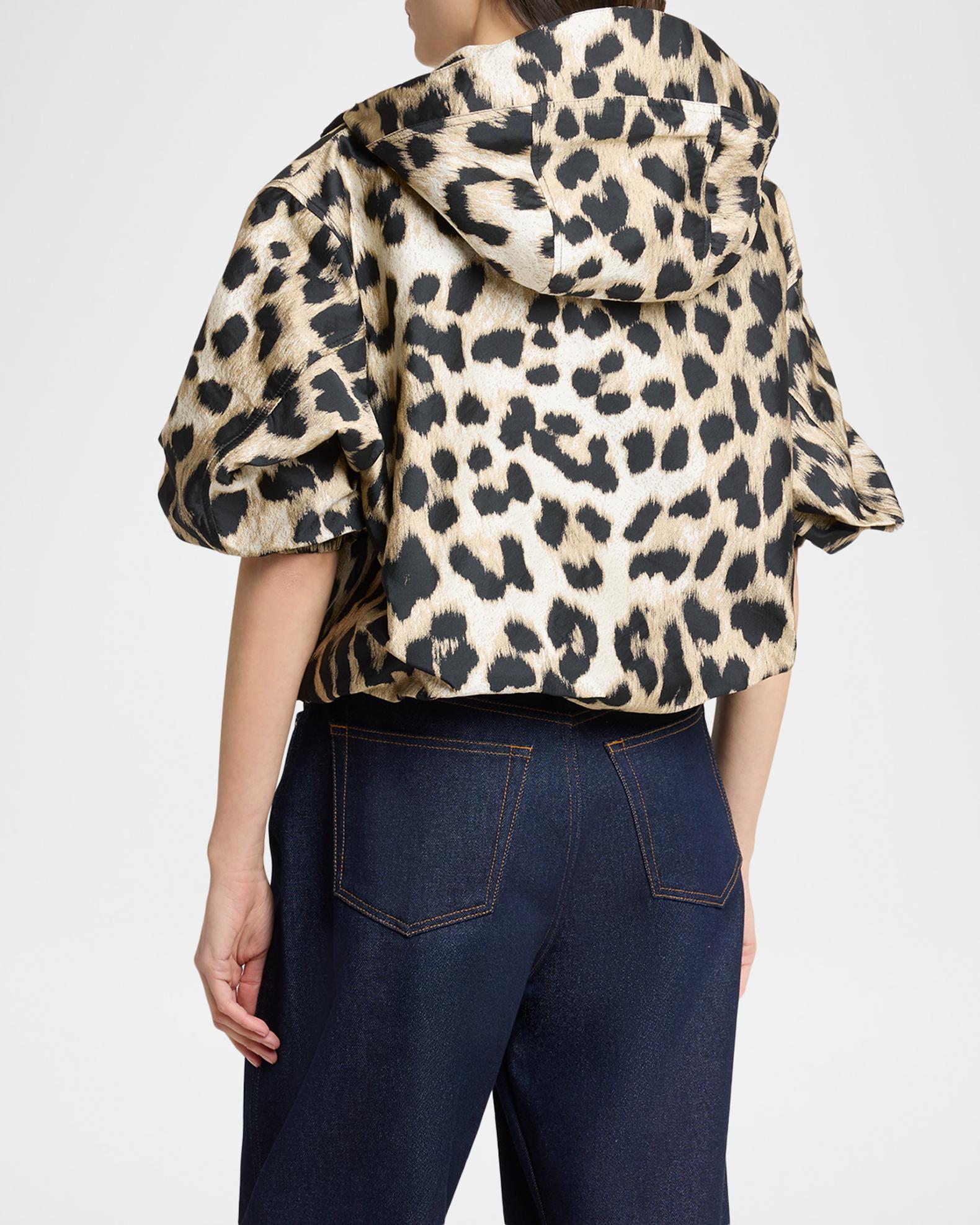 Givenchy Leopard-Print Crop Windbreaker Jacket | Neiman Marcus